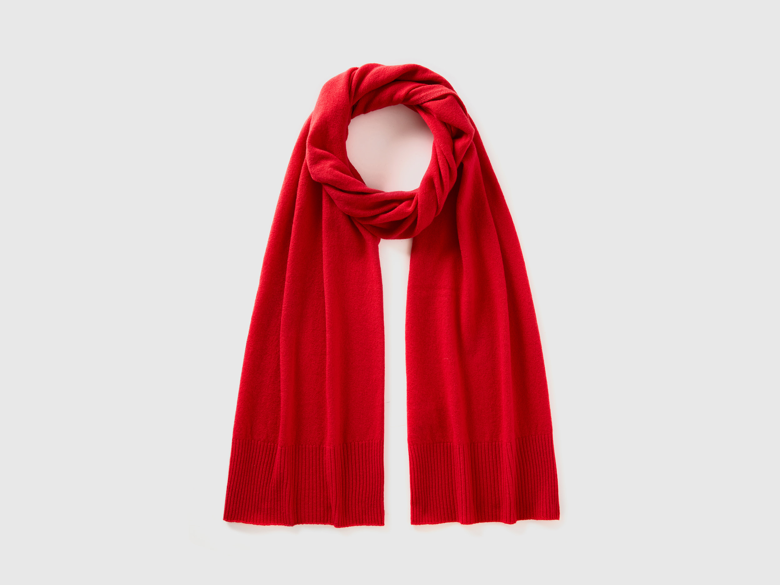 Benetton, Sciarpa In Pura Lana Merino, Prugna, Donna