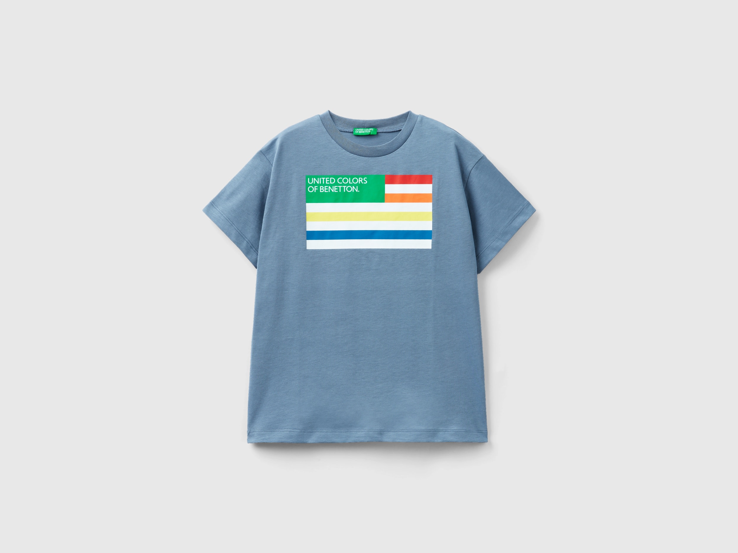 Image of Benetton, 100% Organic Cotton T-shirt, size XL, Air Force Blue, Kids