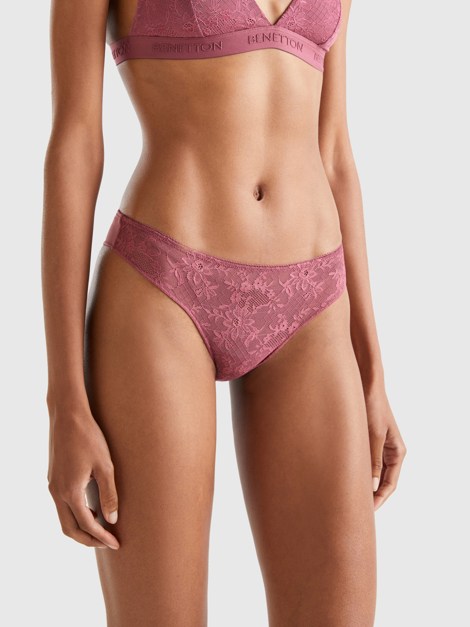 Benetton, Brazilian Underwear In Microfiber Lace, , Women