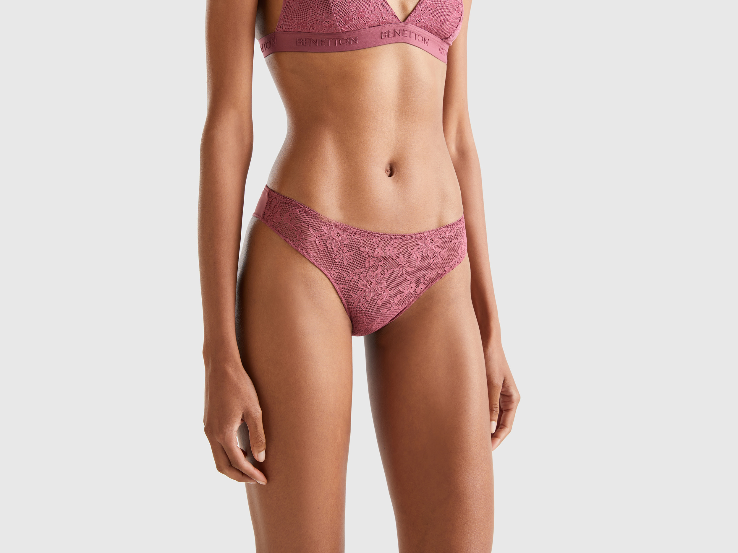 Benetton, Brazilian Underwear In Microfiber Lace, size L, , Women