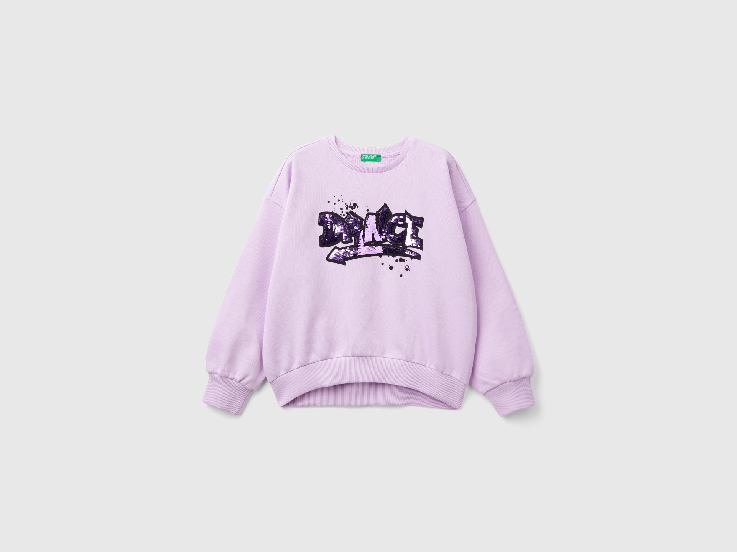 Benetton, Felpa Con Paillettes, Lilla, Bambini