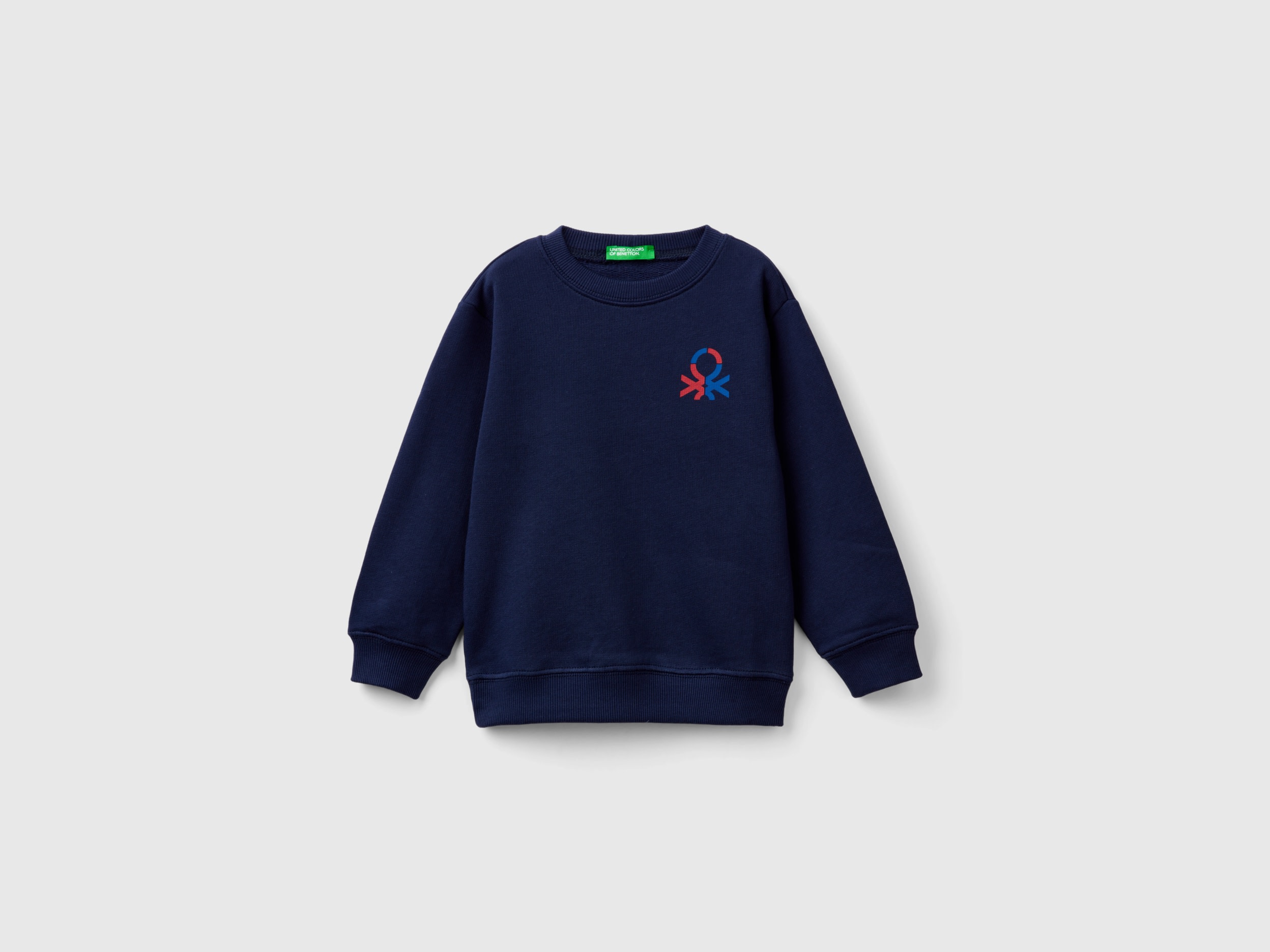 Benetton, Felpa 100% Cotone Biologico, Blu Scuro, Bambini