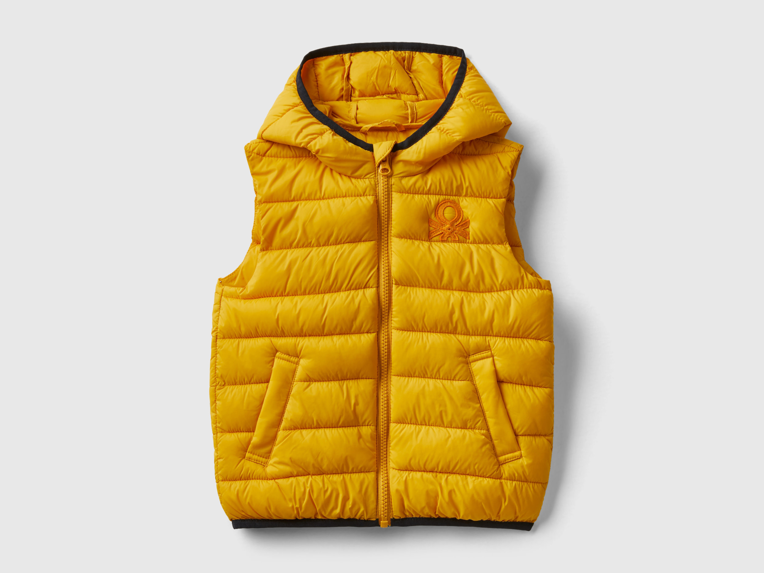 Benetton, Padded Jacket With Hood, size 12-18, Yellow, Kids