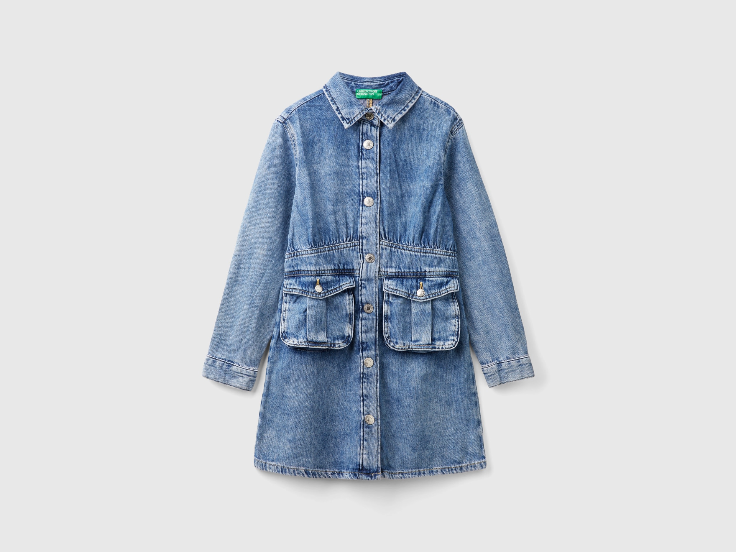 Benetton, Chemisier Di Jeans, Blu, Bambini