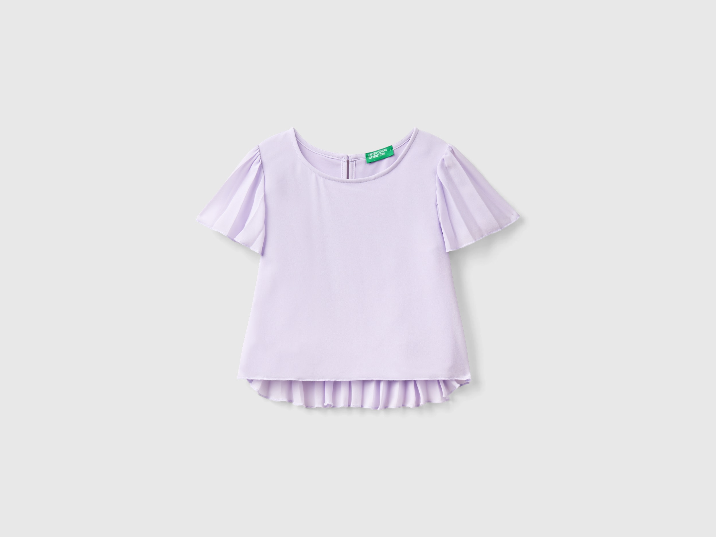 Benetton, Blusa Con Dettagli Plissé, Lilla, Bambini