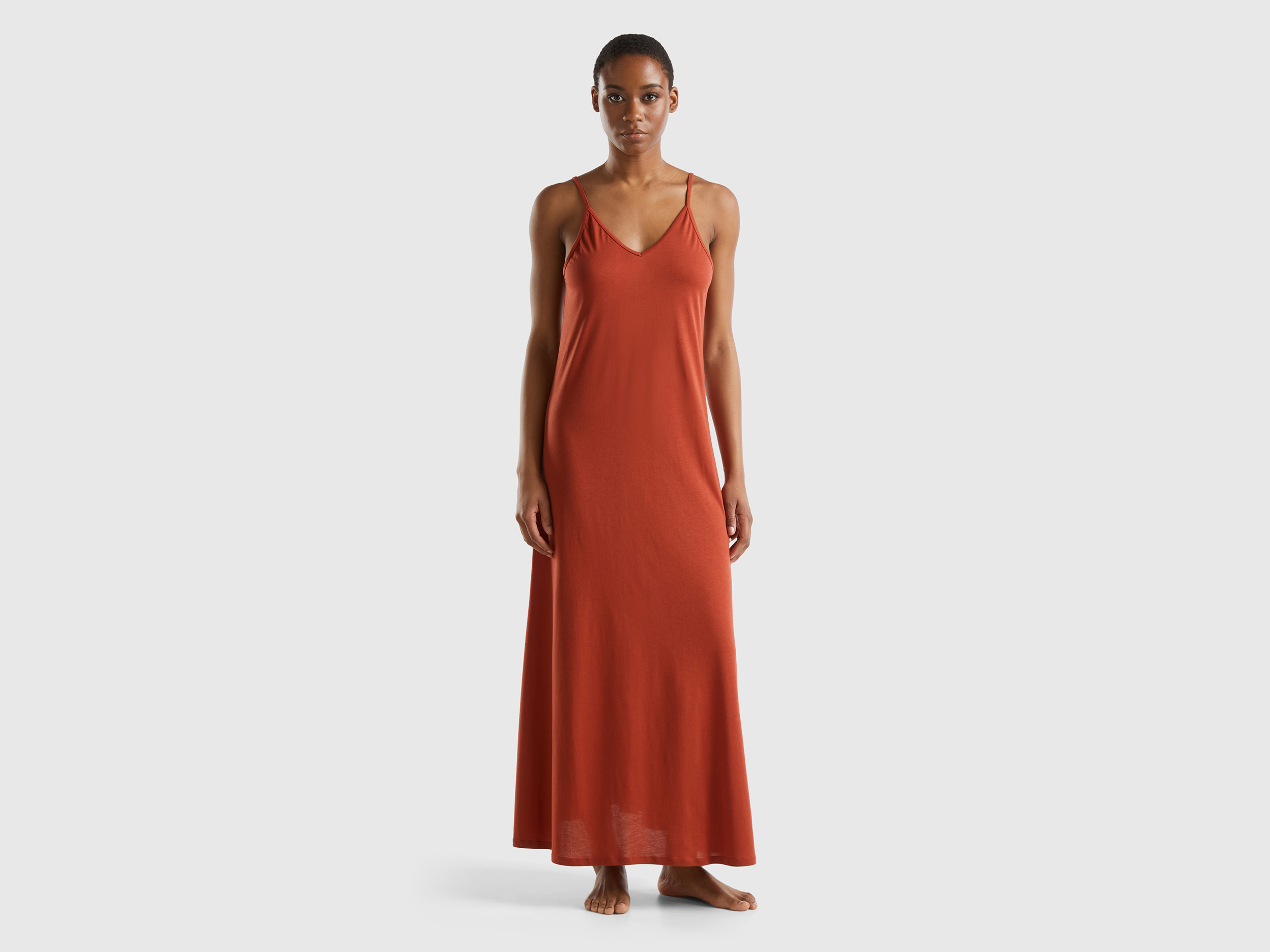 Benetton, Abito Fluido Con Scollo A V, , Donna