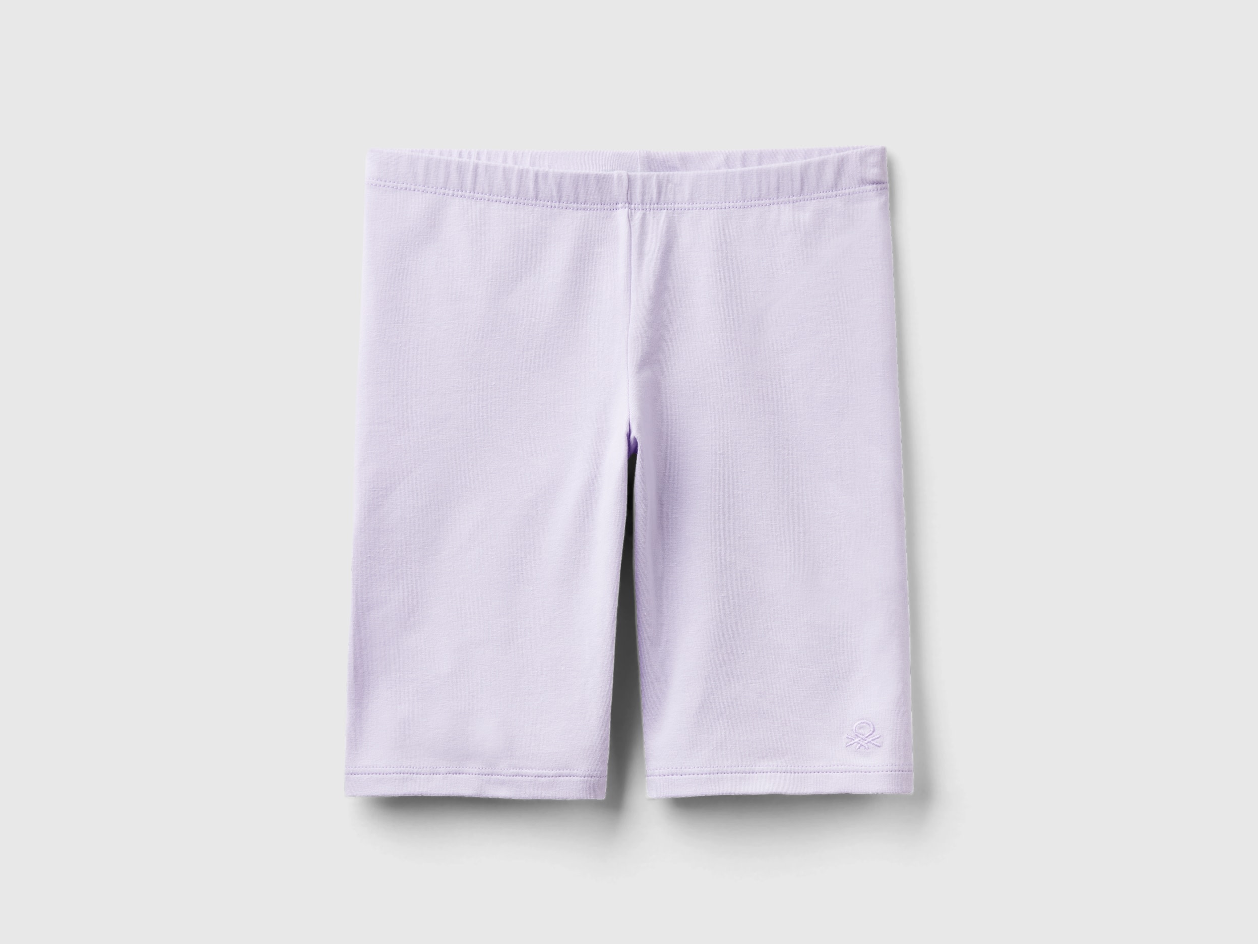 Benetton, Leggings Corti In Cotone Stretch, Lilla, Bambini