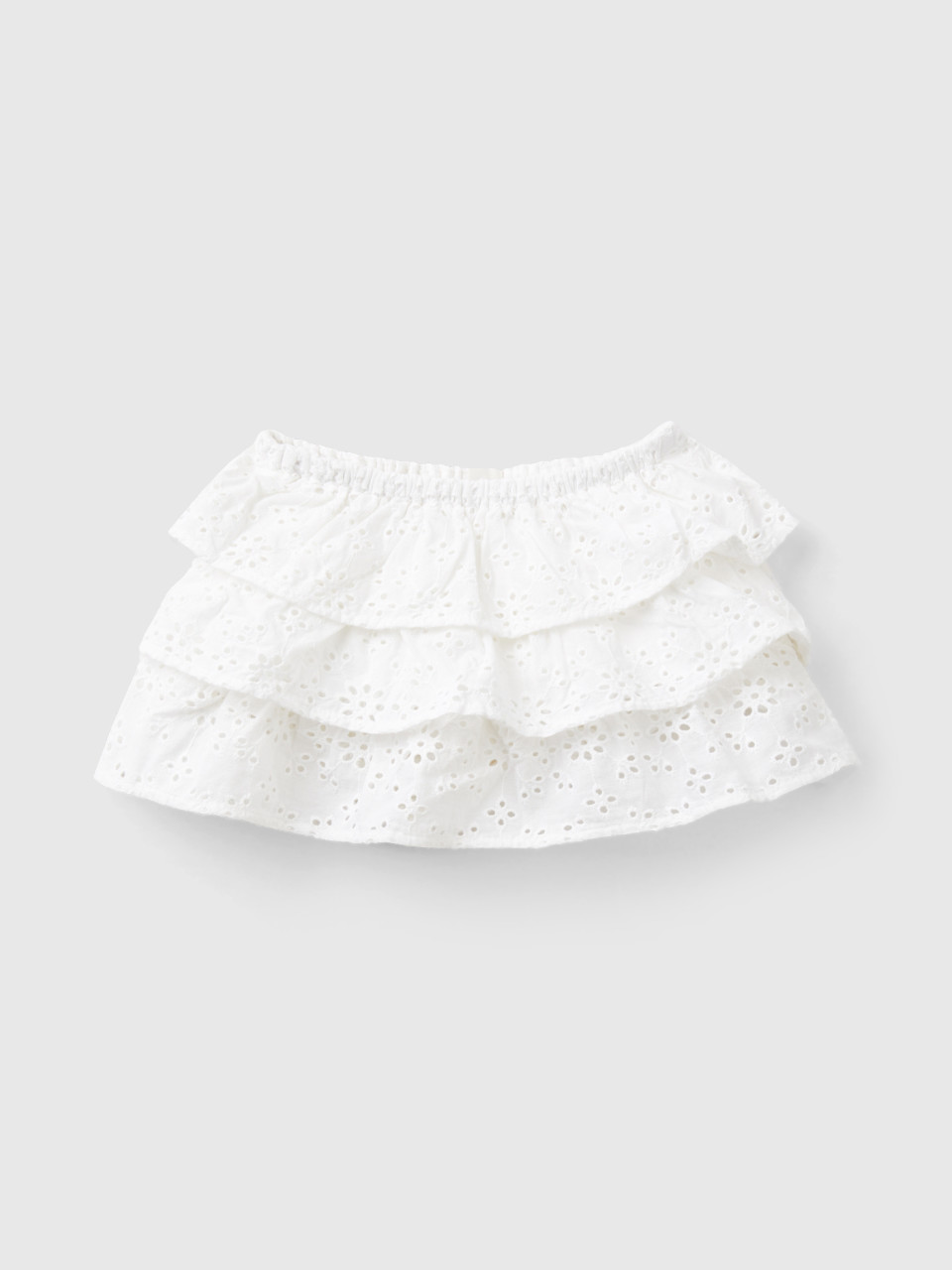 Benetton, Skirt With Broderie Anglaise, White, Kids