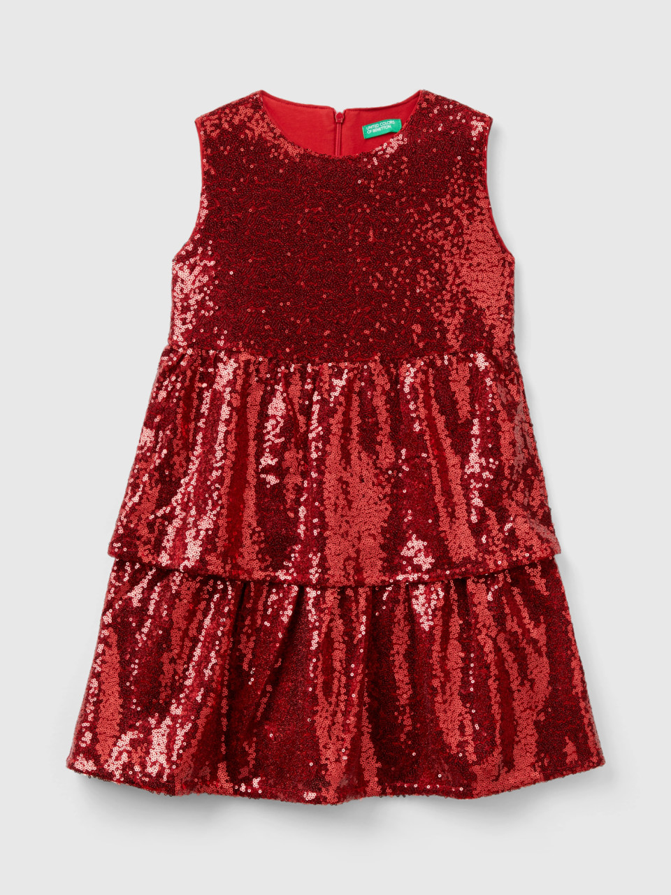 Benetton, Dress With Sequins, Red, Kids