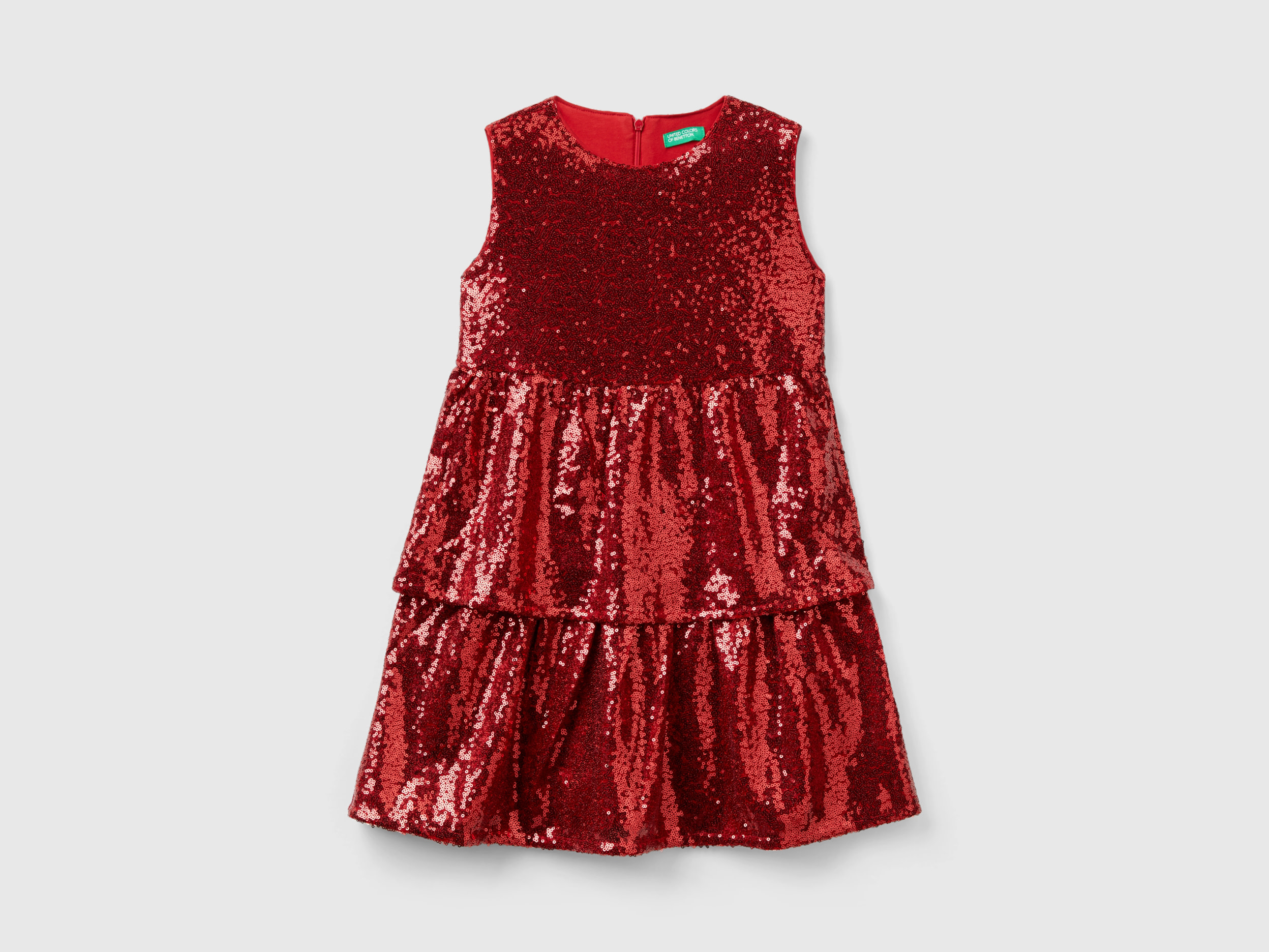 Benetton, Dress With Sequins, size 2XL, Red, Kids