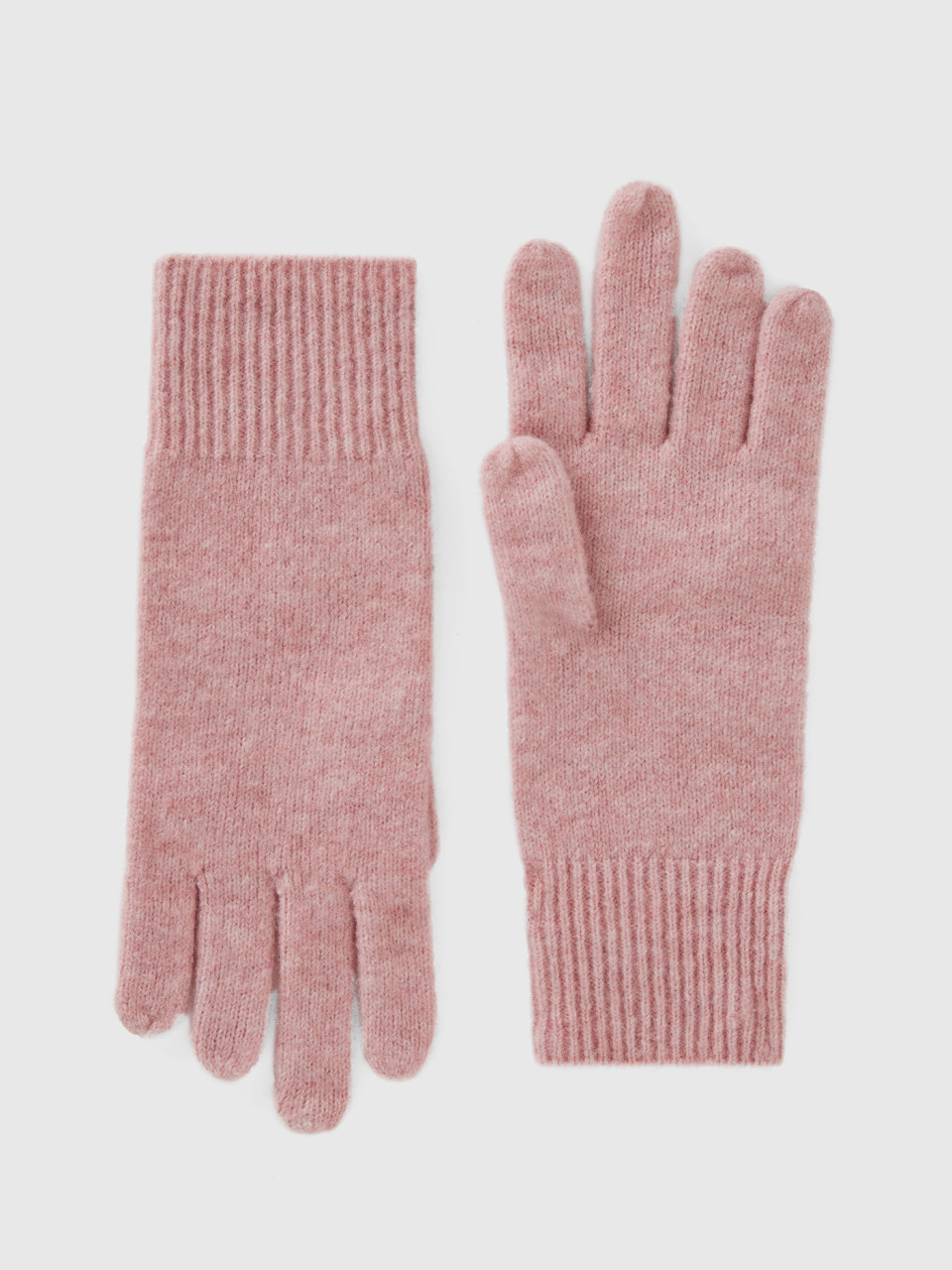 Benetton, Gloves In Recycled Yarn, Pink, Women
