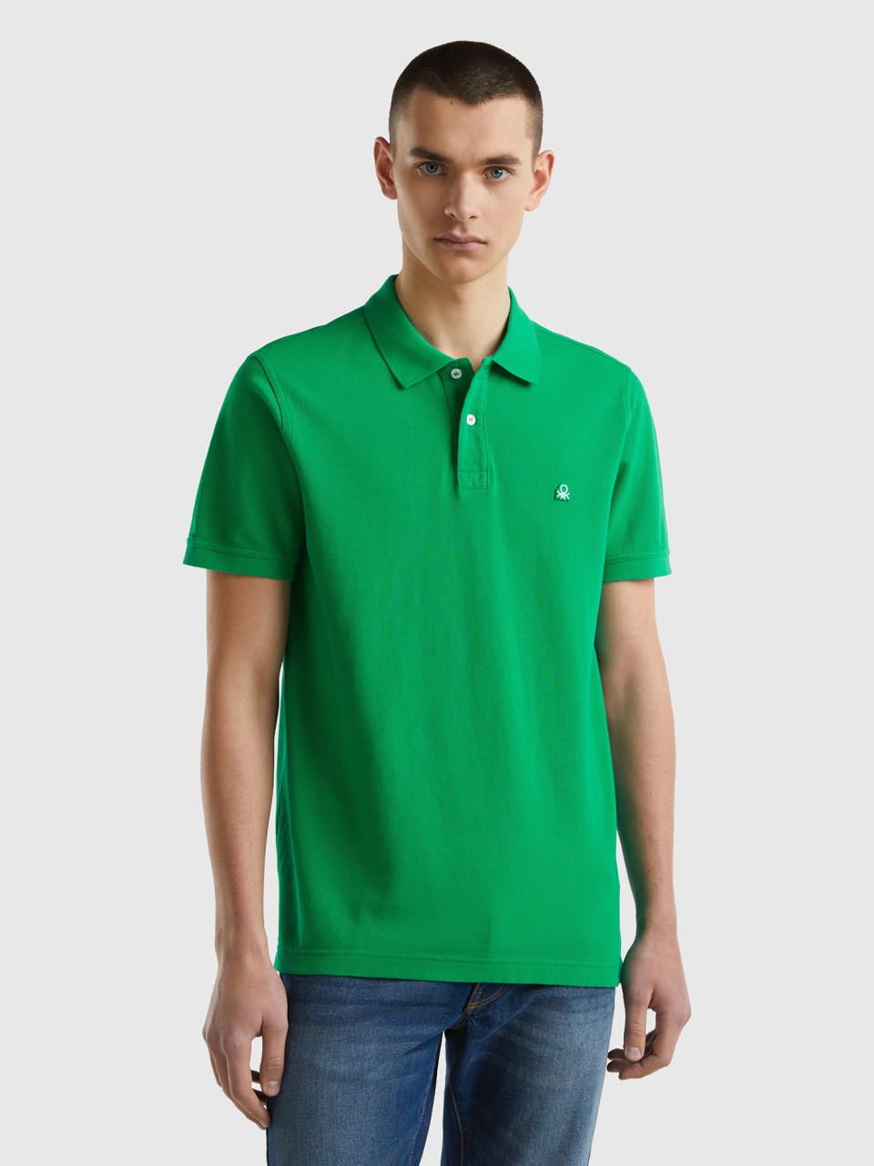 Benetton, Polo Verde Regular Fit, Verde, Hombre