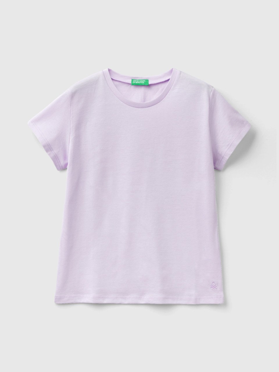 Benetton, Camiseta De 100 % Algodón Orgánico, Lila, Niños