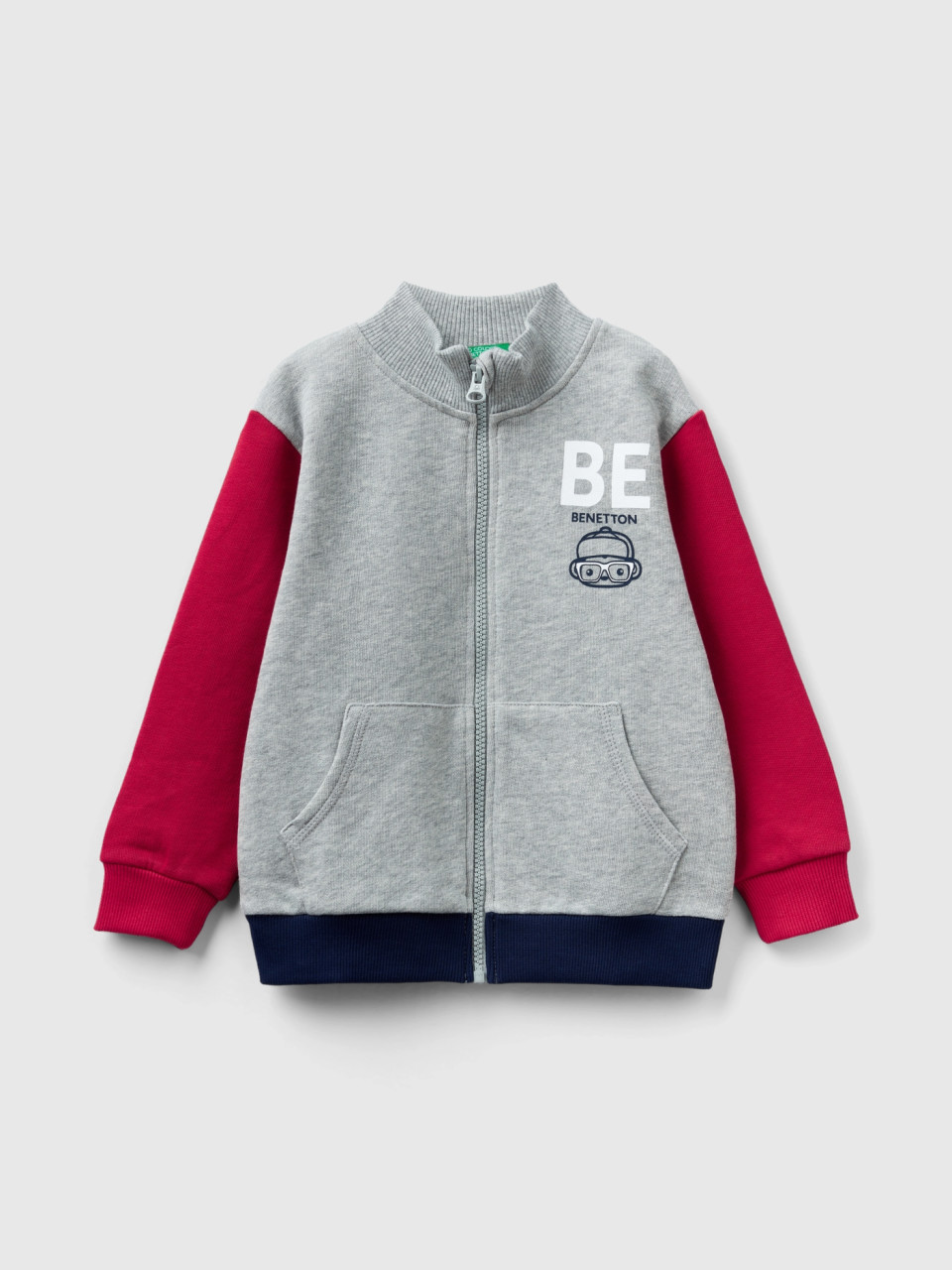 Benetton, Sweatshirt In Organic Cotton With Zip, Multi-color, Kids