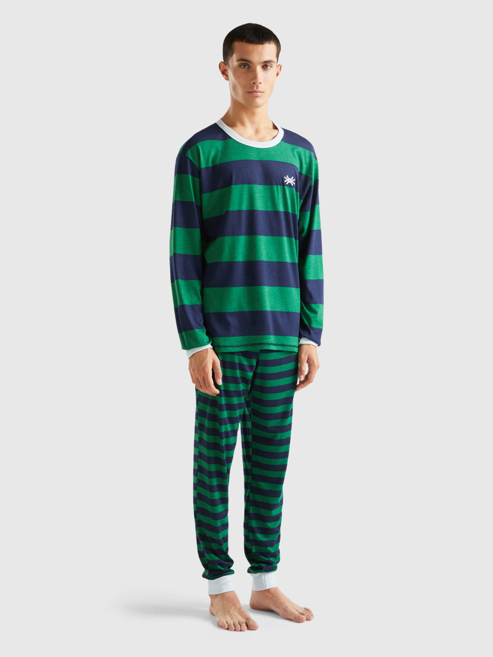 Benetton, Pyjama Long Rayé, Multicolore, Homme
