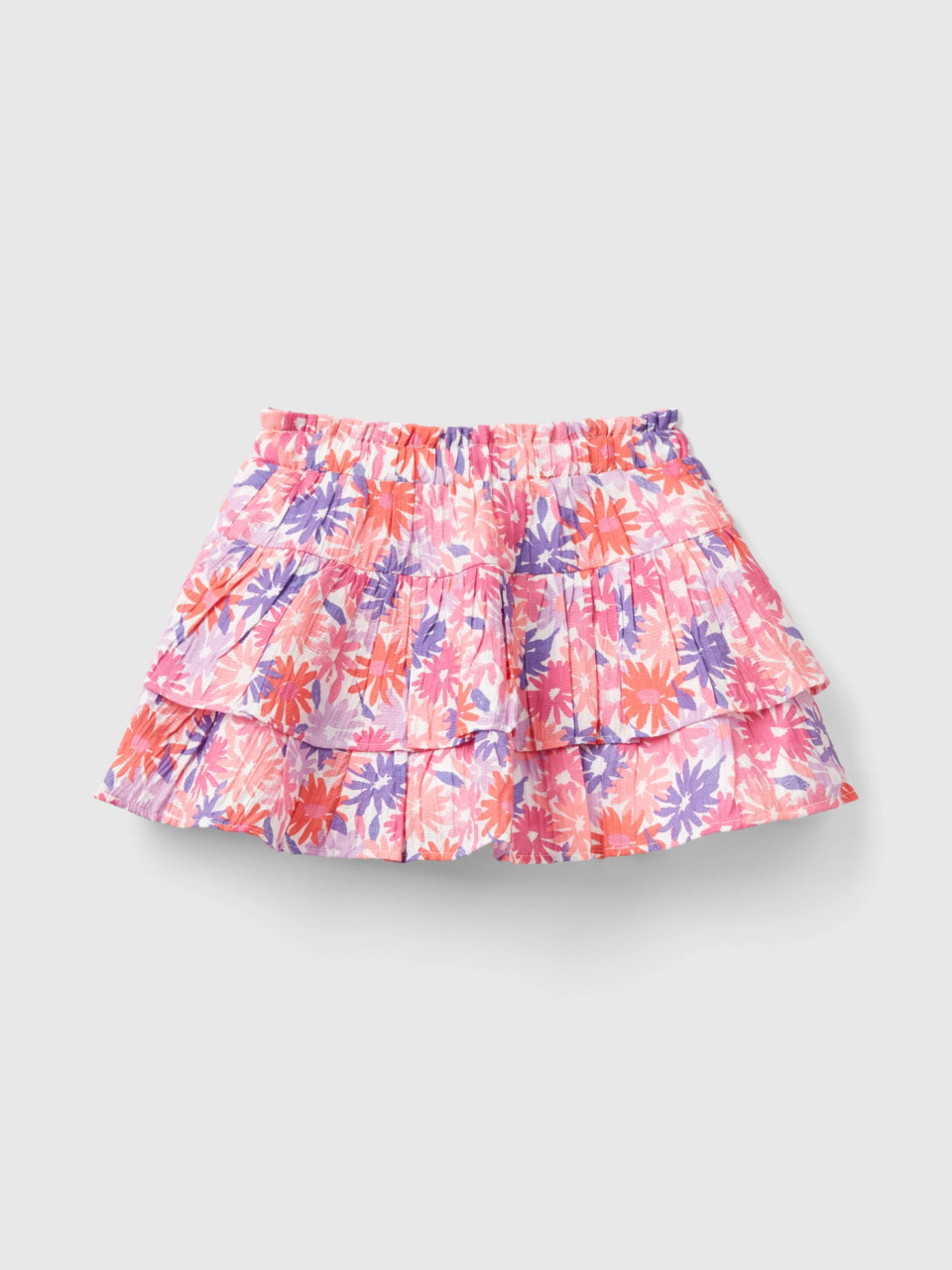 Benetton, Skirt With Floral Print, Multi-color, Kids
