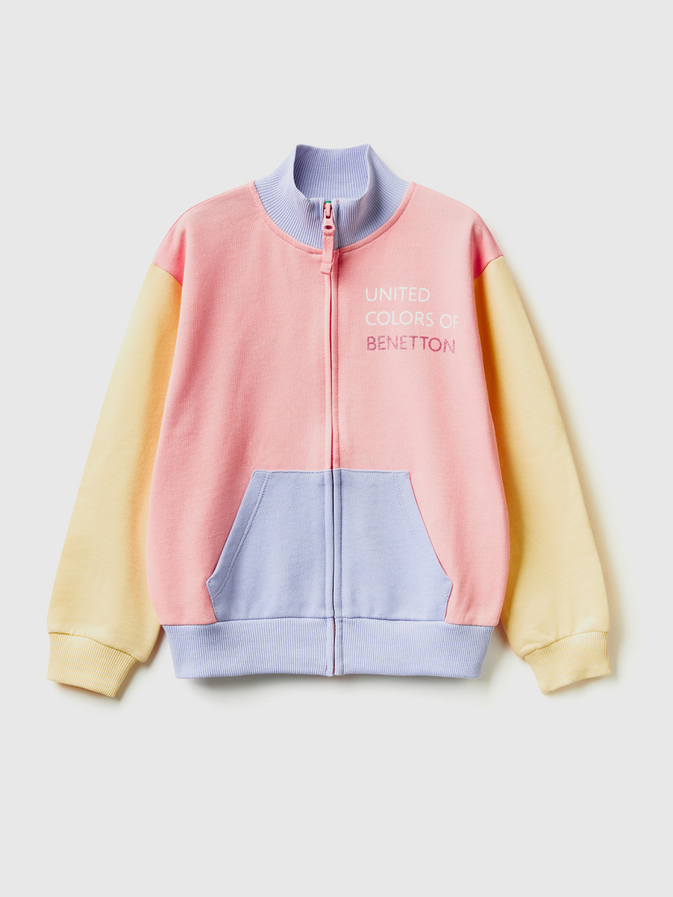 Benetton, Sweatshirt With Zip And Collar, Multi-color, Kids