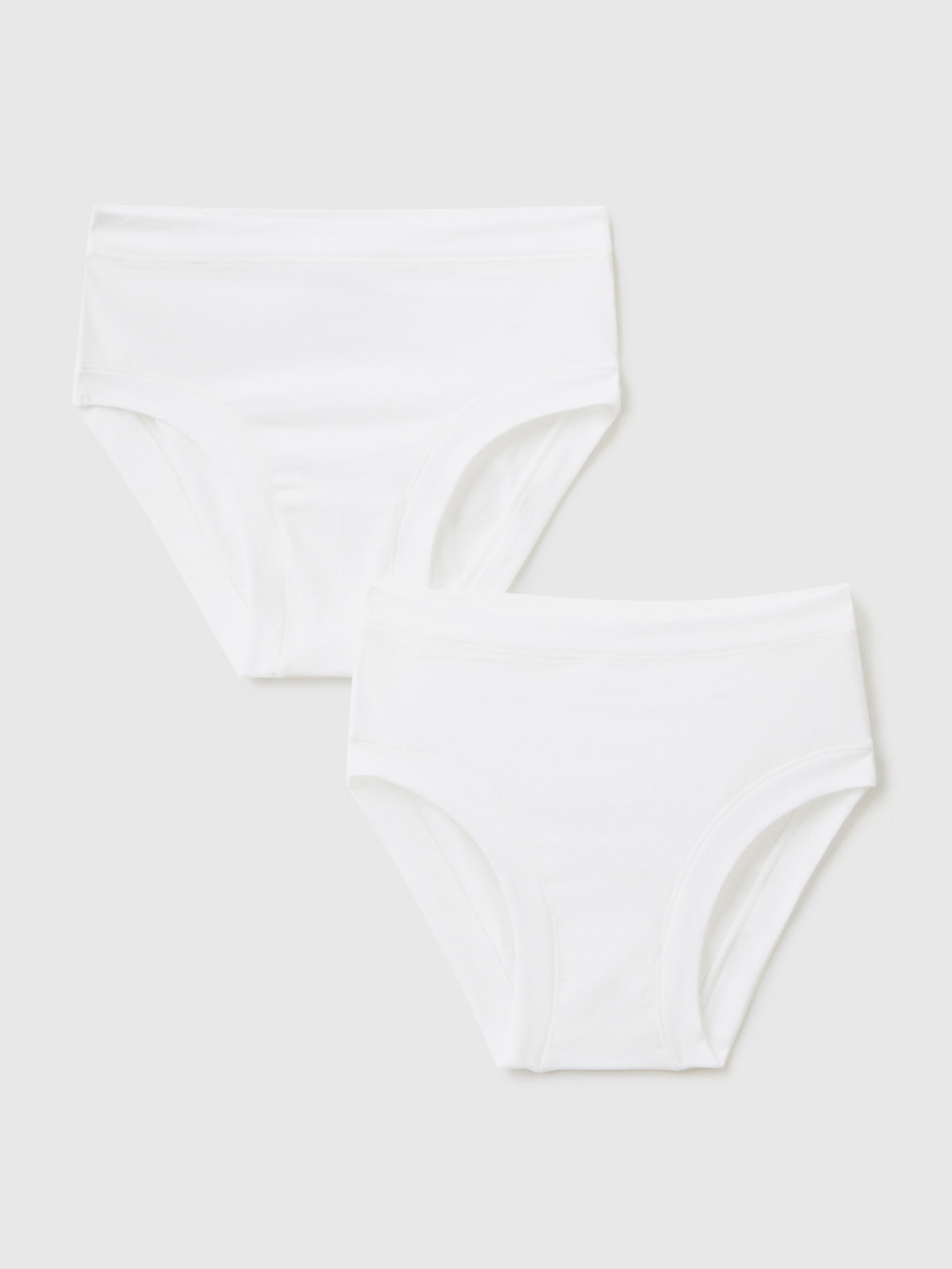 Benetton, Two Underwear In Stretch Organic Cotton, White, Kids