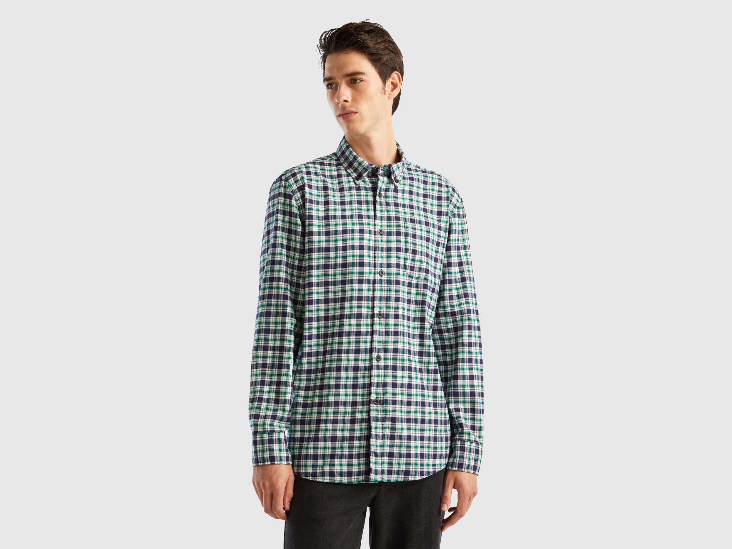 Benetton, Check Flannel Shirt, size M, Multi-color, Men