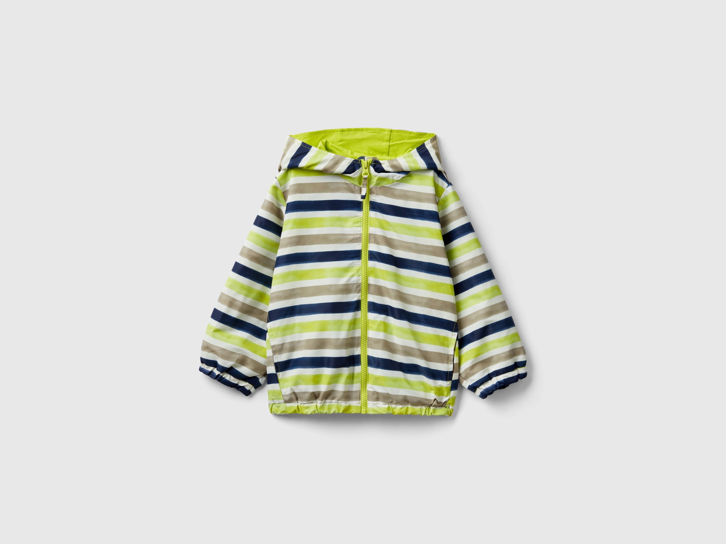 Benetton, Giubbino Leggero Con Cappuccio, Multicolore, Bambini