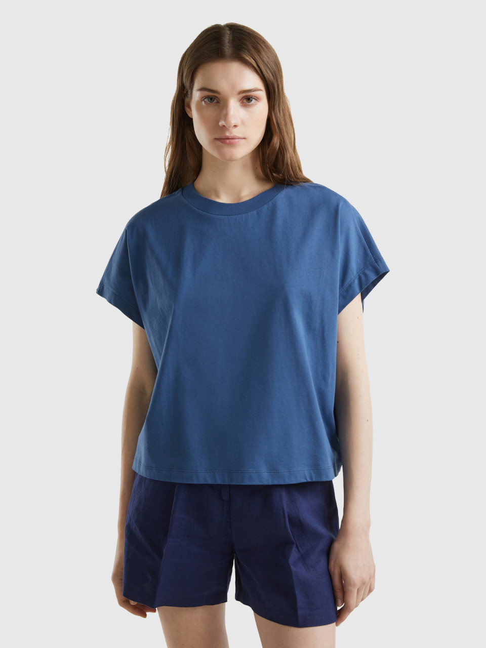 Benetton, Kimono Sleeve T-shirt, Air Force Blue, Women