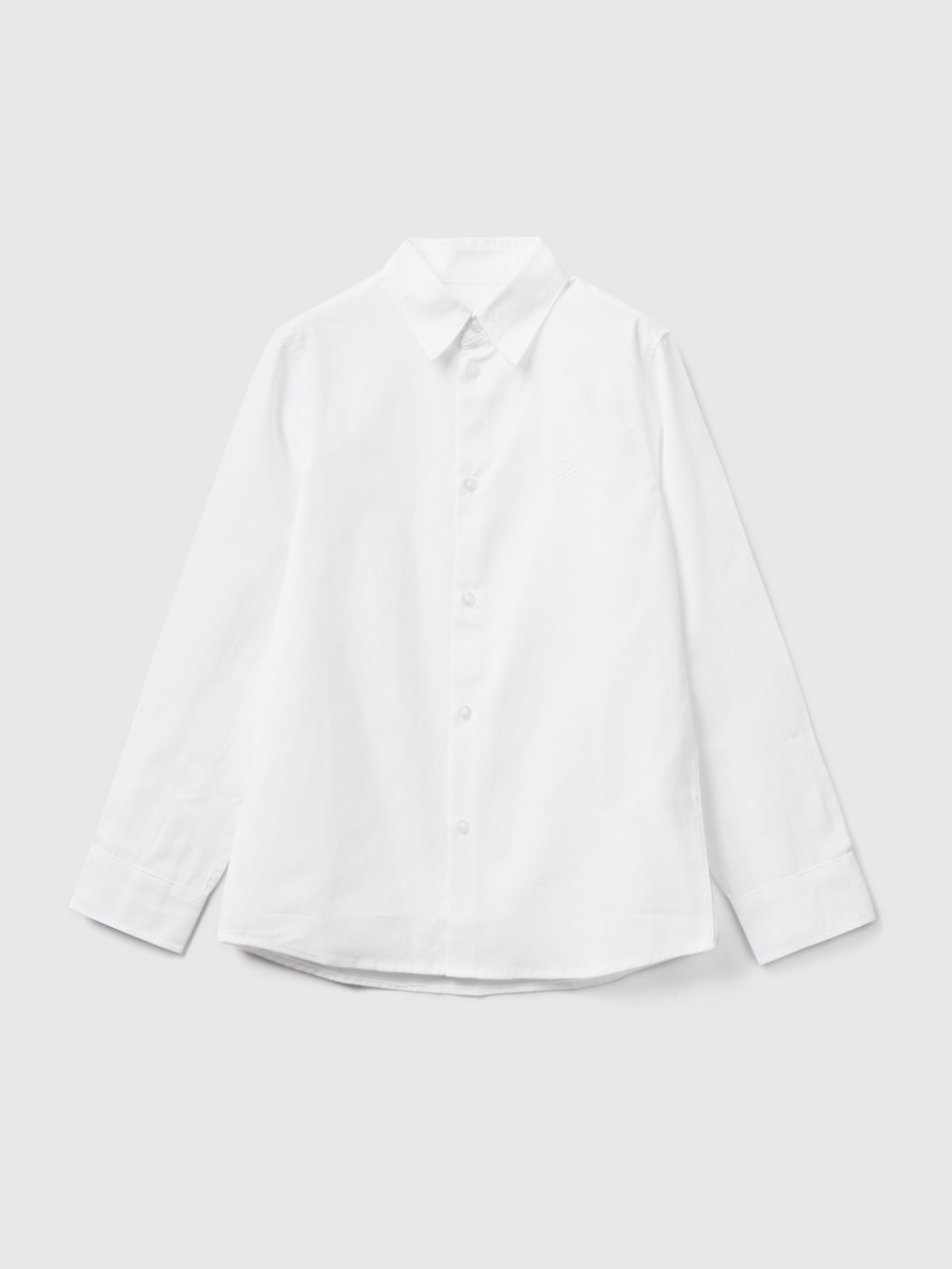 Benetton, Classic Shirt In Pure Cotton, White, Kids
