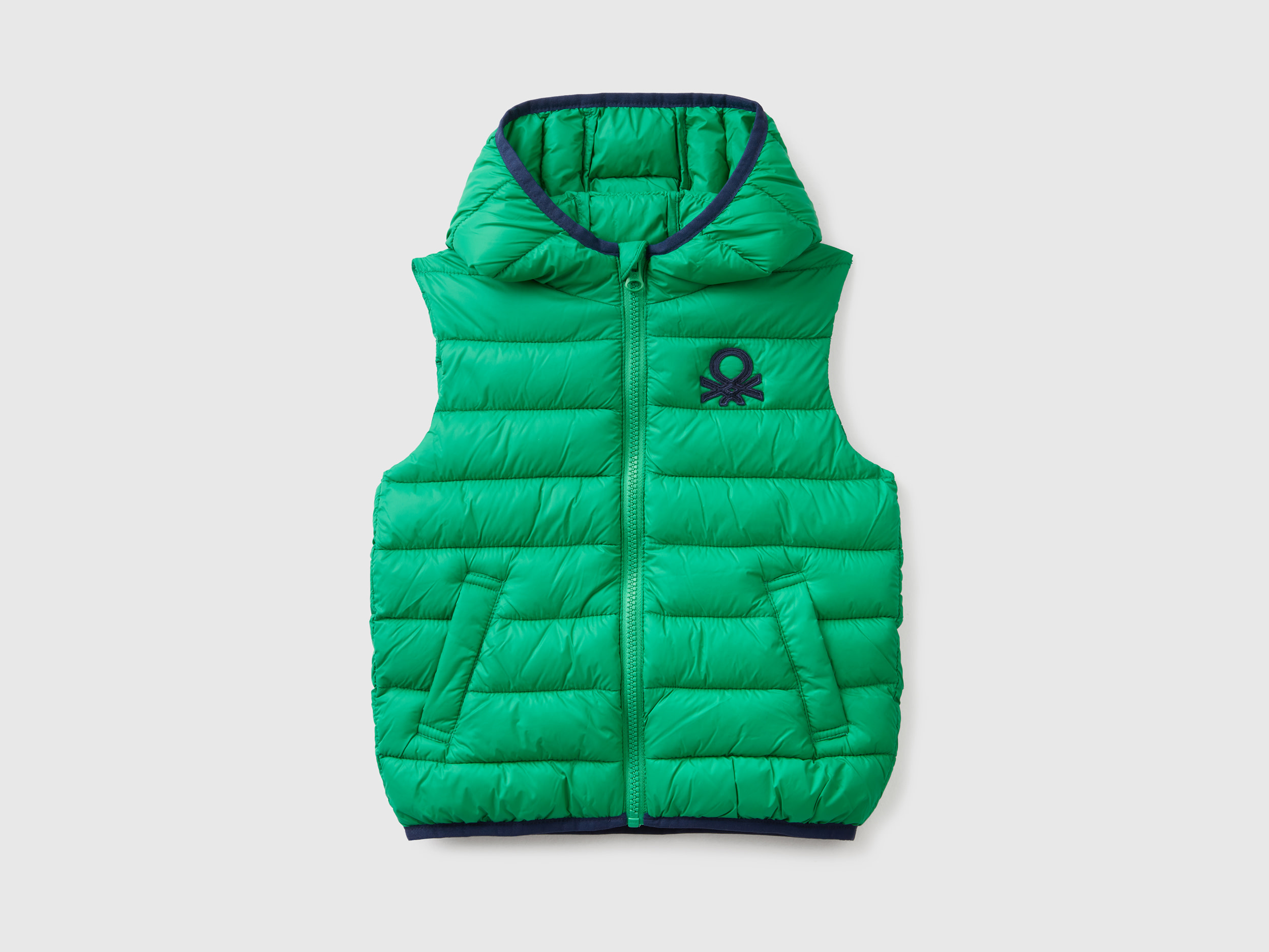 Benetton, Padded Jacket With Hood, size 4-5, Green, Kids