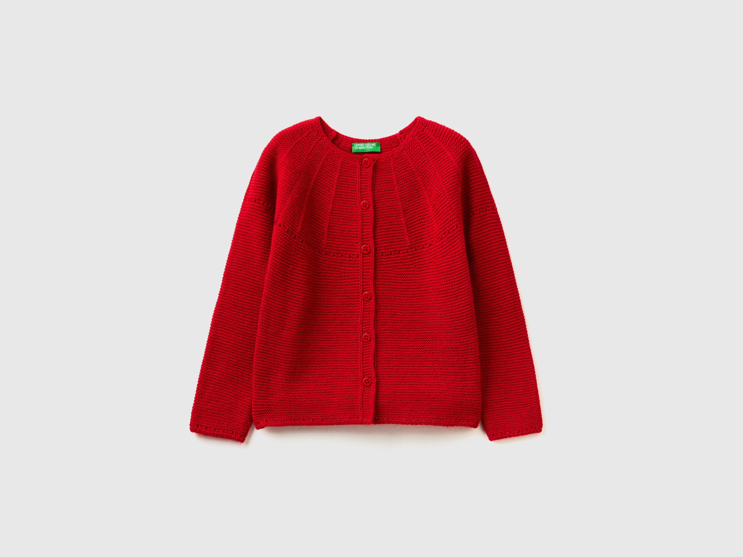 Benetton, Cardigan With Perforated Details, size 3-4, Red, Kids