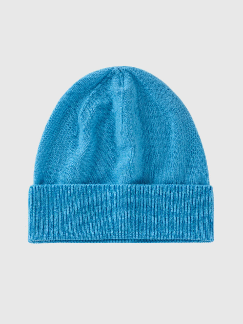 Benetton, Light Blue Hat In Pure Merino Wool, Light Blue, Women