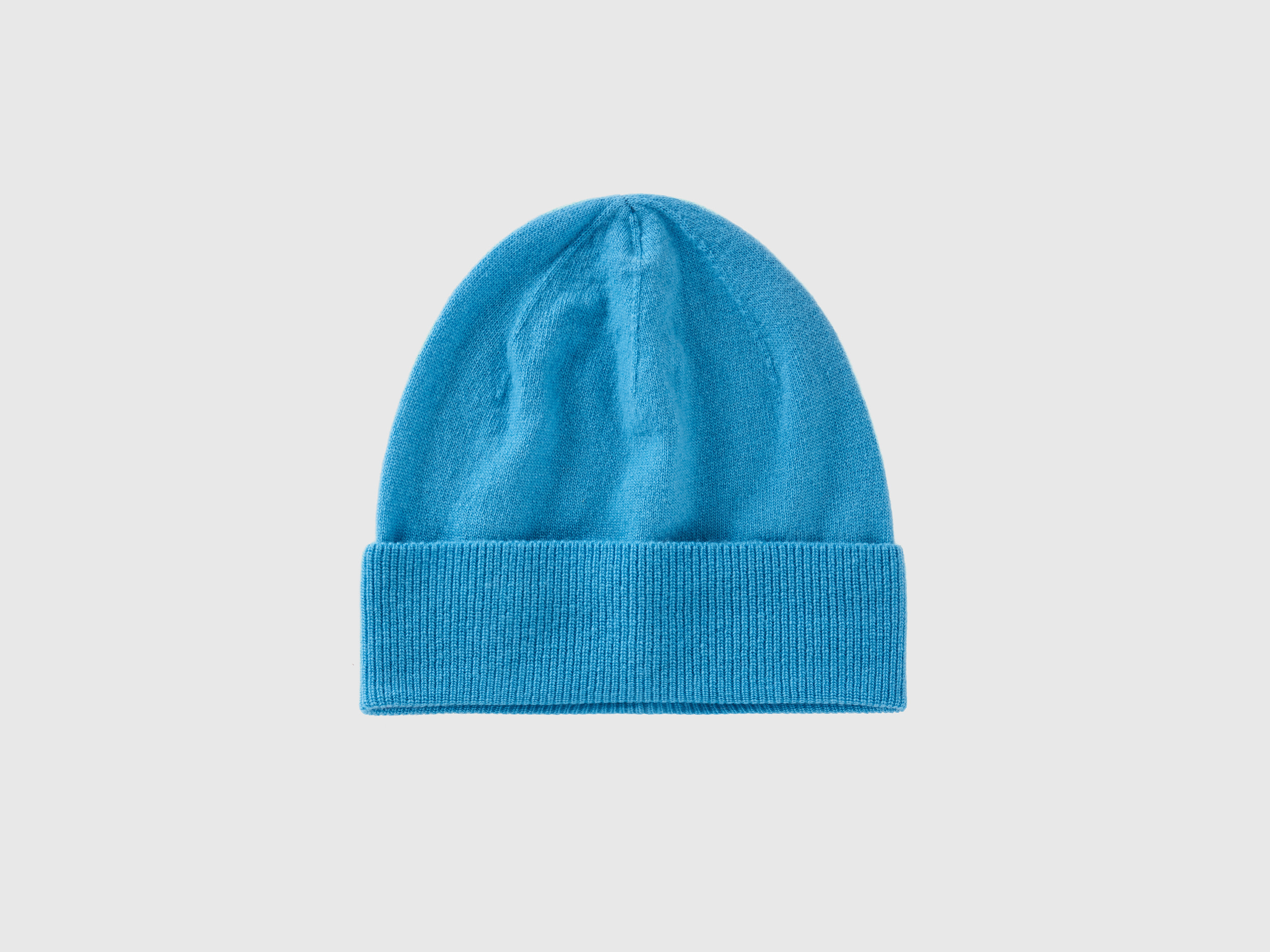 Benetton, Light Blue Hat In Pure Merino Wool, size OS, Light Blue, Women