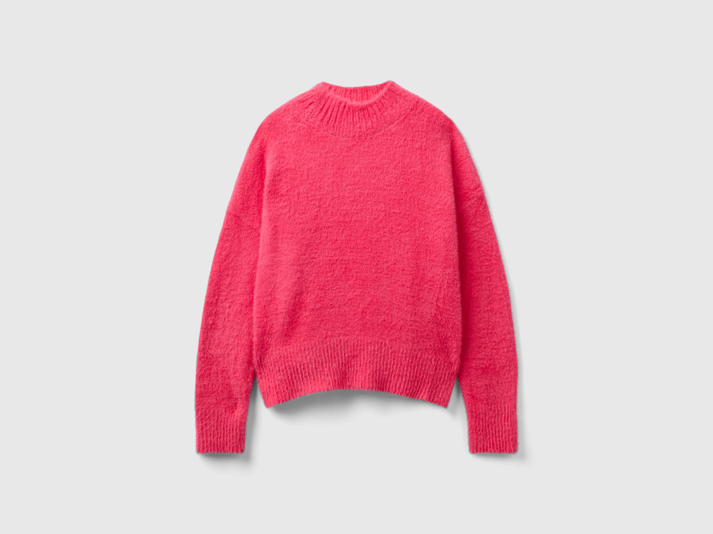 Benetton, Furry Yarn Turtleneck Sweater, size 2XL, Fuchsia, Kids