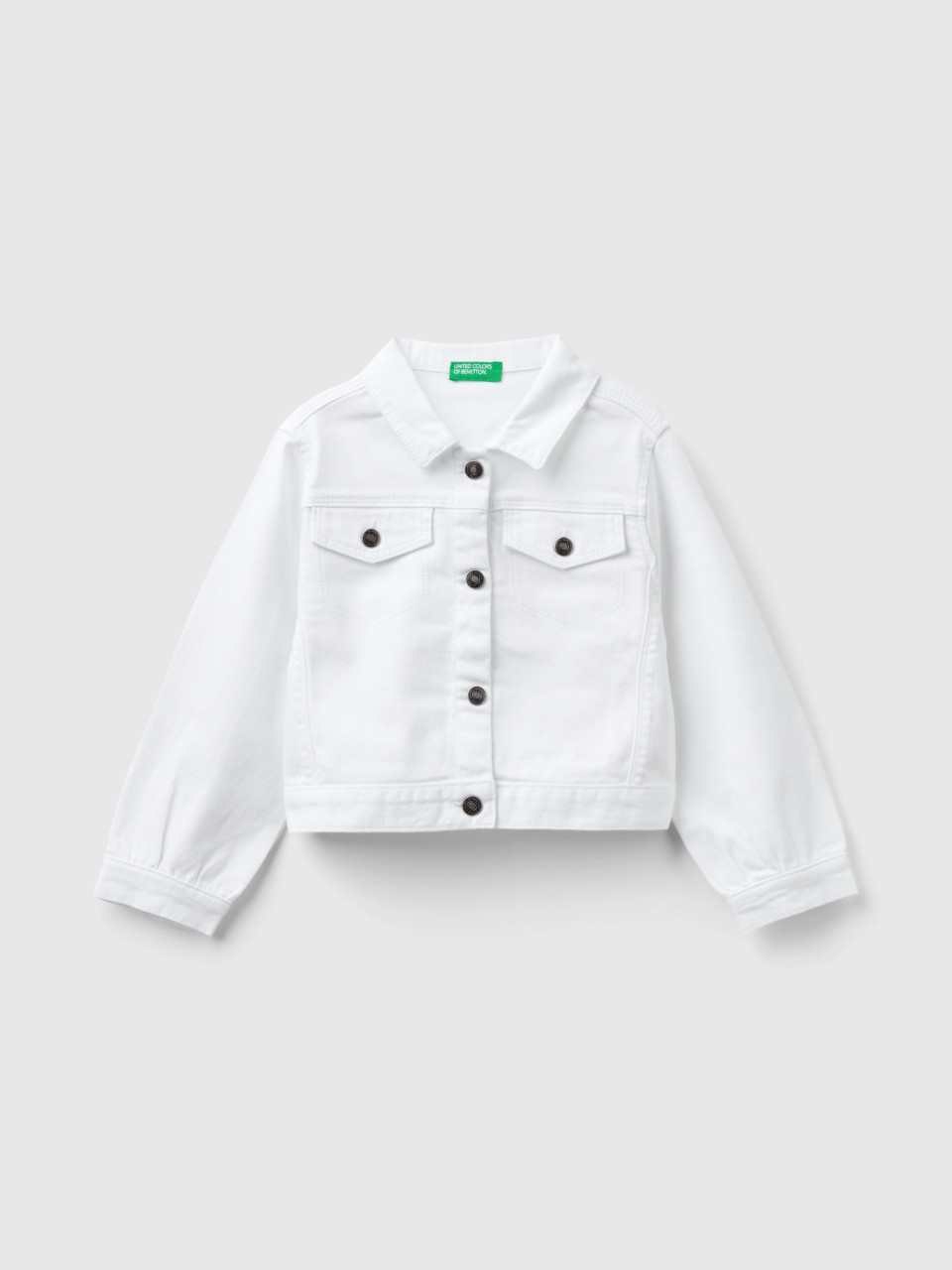 Benetton, Colorful Stretch Cotton Jacket, White, Kids