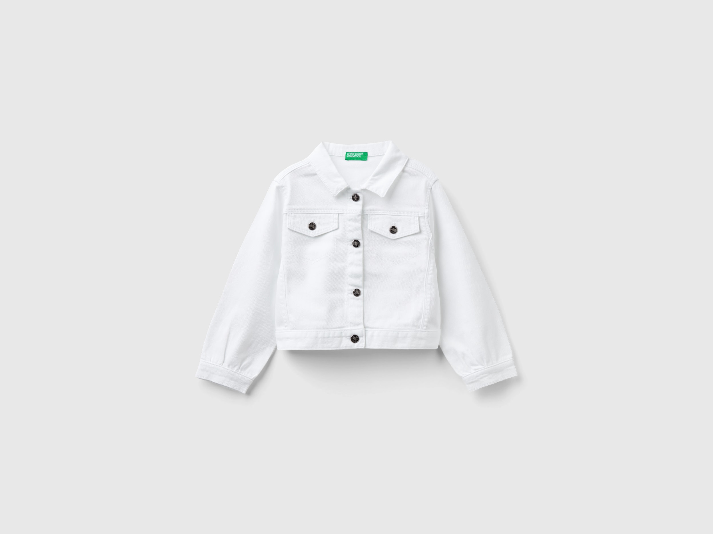 Benetton, Giacca In Cotone Stretch Colorato, Bianco, Bambini