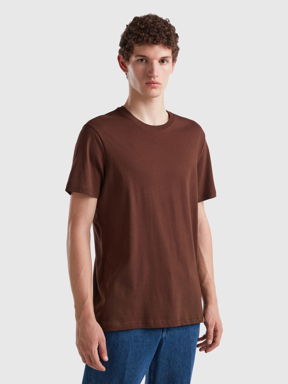 Benetton, Dark Brown T-shirt, Dark Brown, Men