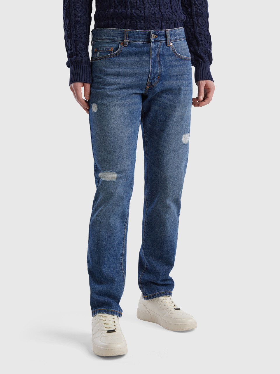 Benetton, Jeans Straight-fit, Azurblau, male