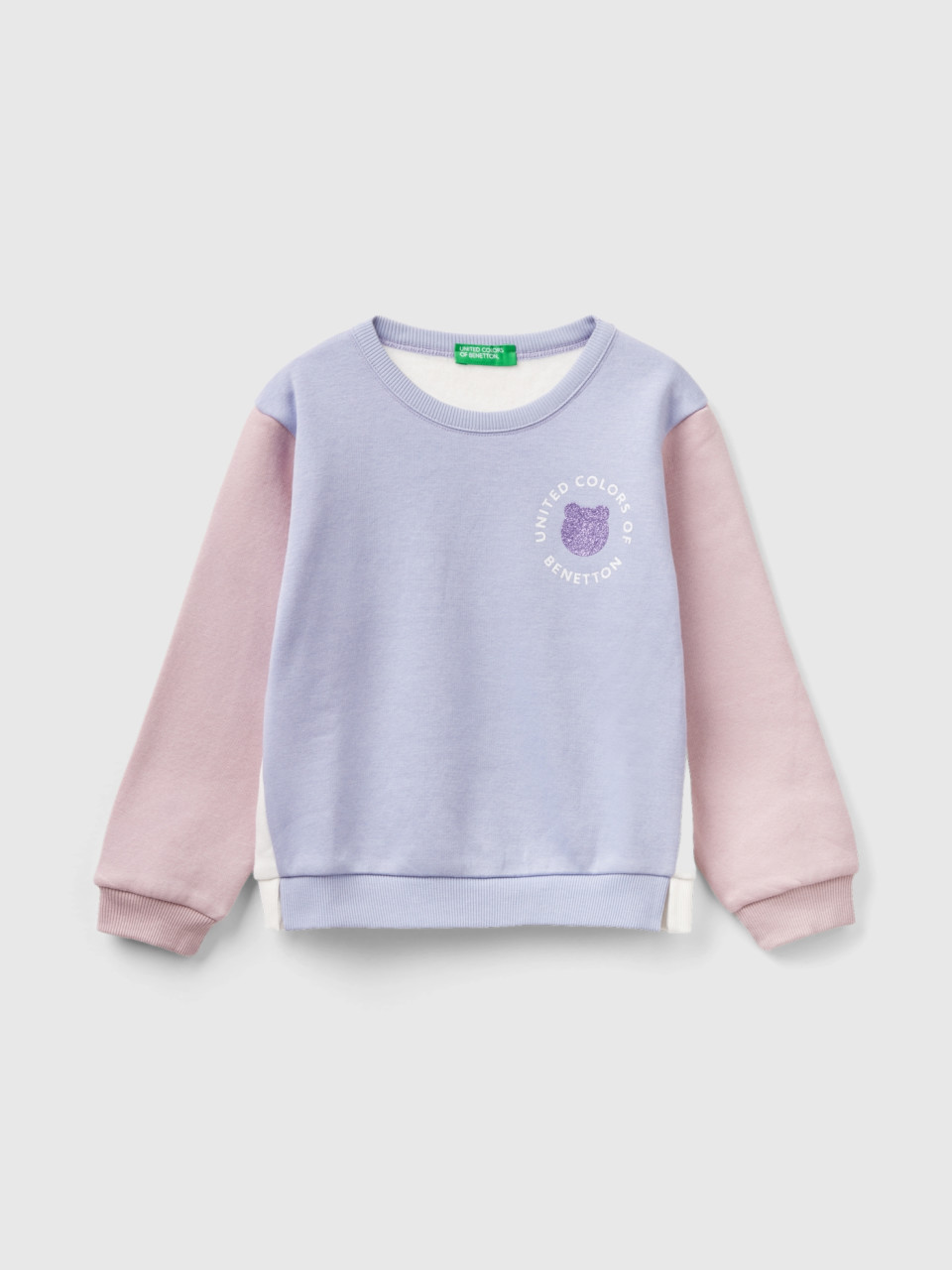 Benetton, Pullover Sweatshirt With Glittery Print, Multi-color, Kids