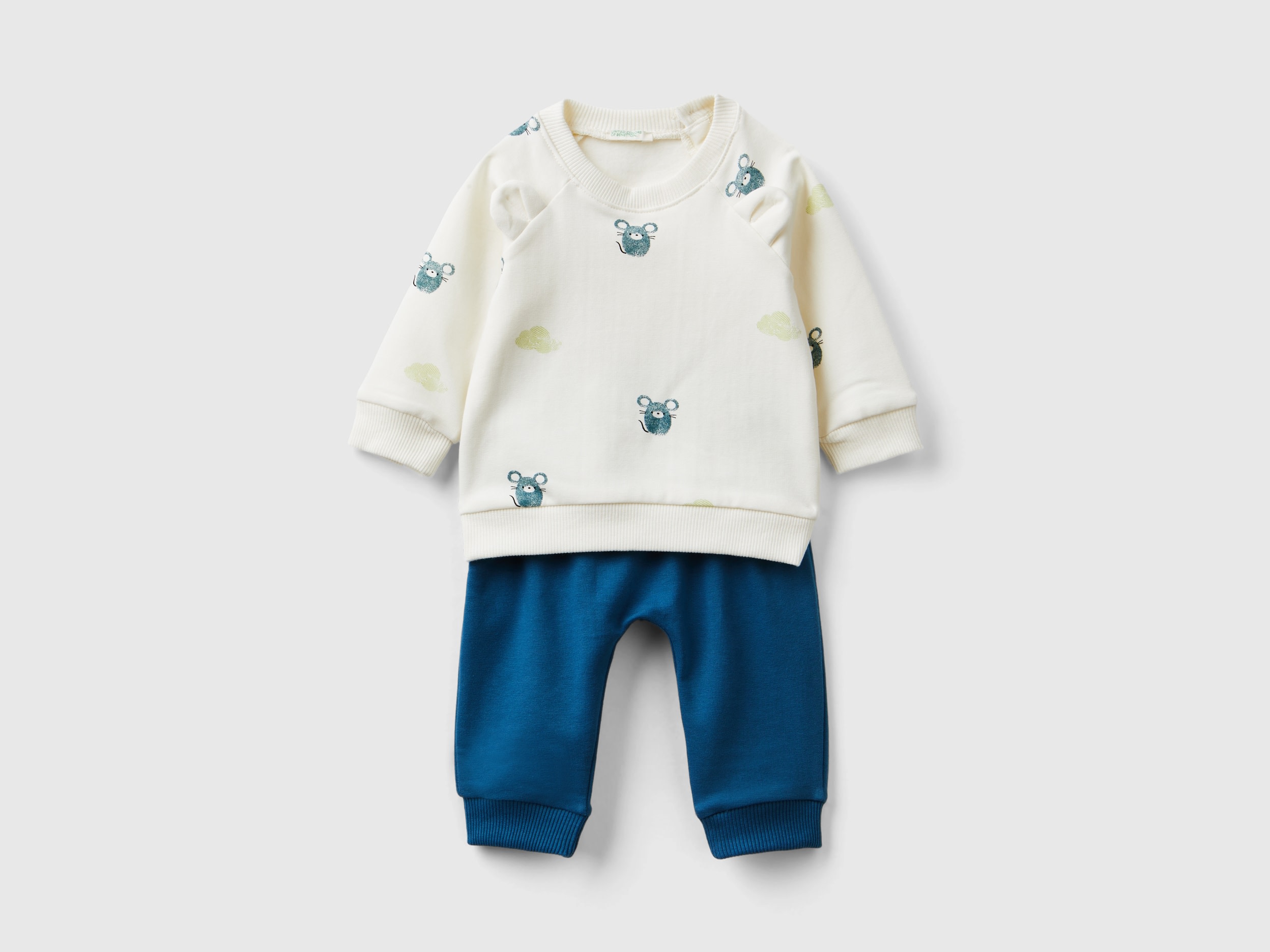 Benetton, Completo In Felpa Stretch, Multicolore, Bambini