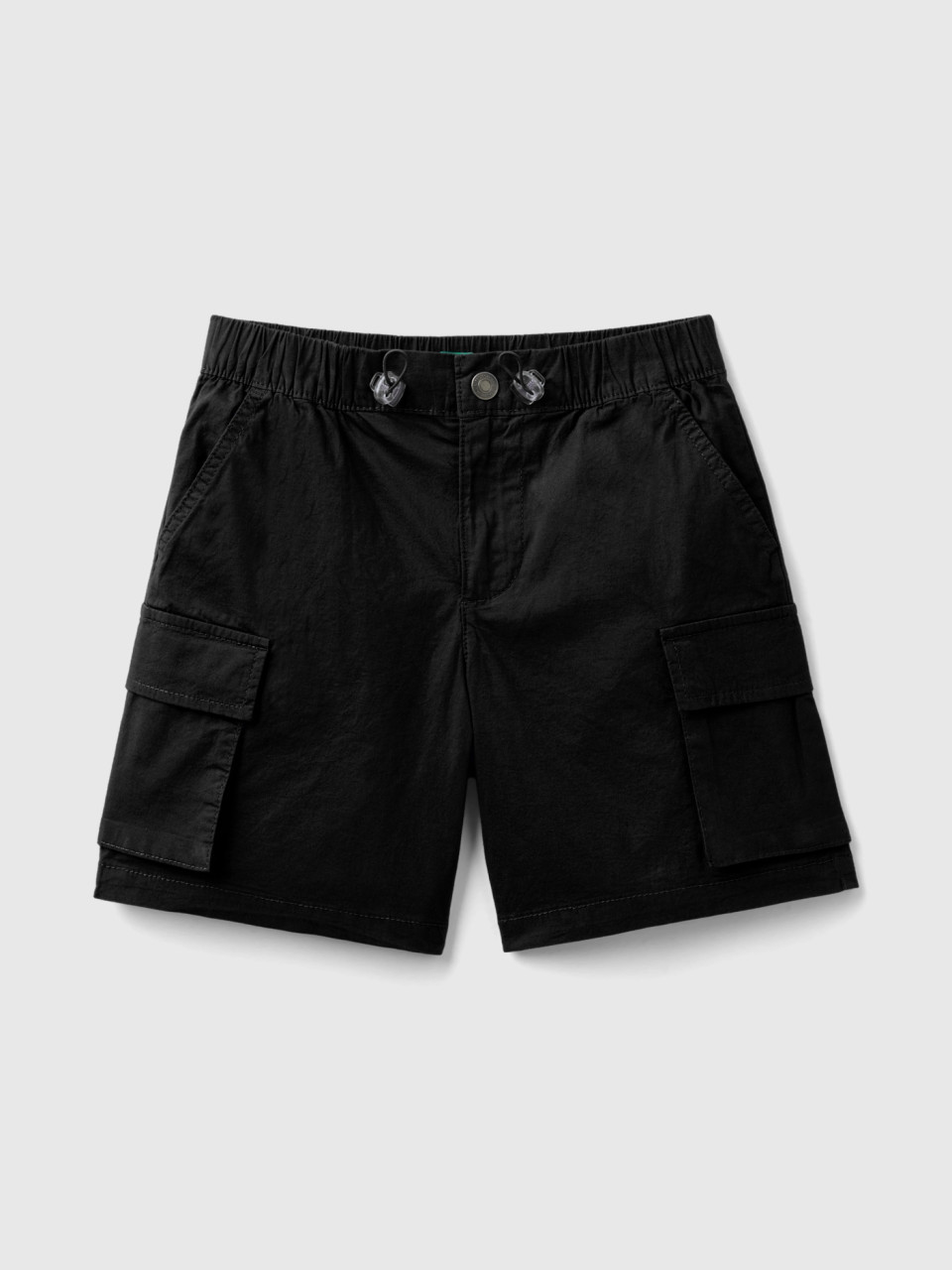 Benetton, Cargo Bermuda Shorts In Stretch Cotton, Black, Kids