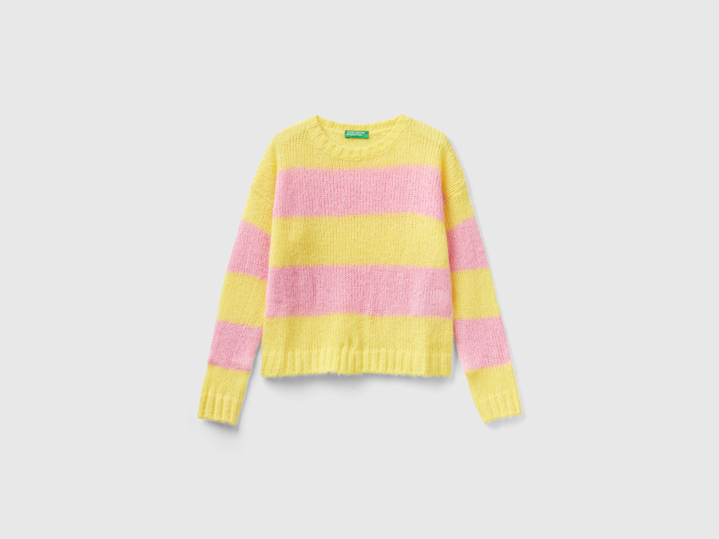 Benetton, Sweater With Two-tone Stripes, size M, Yellow, Kids