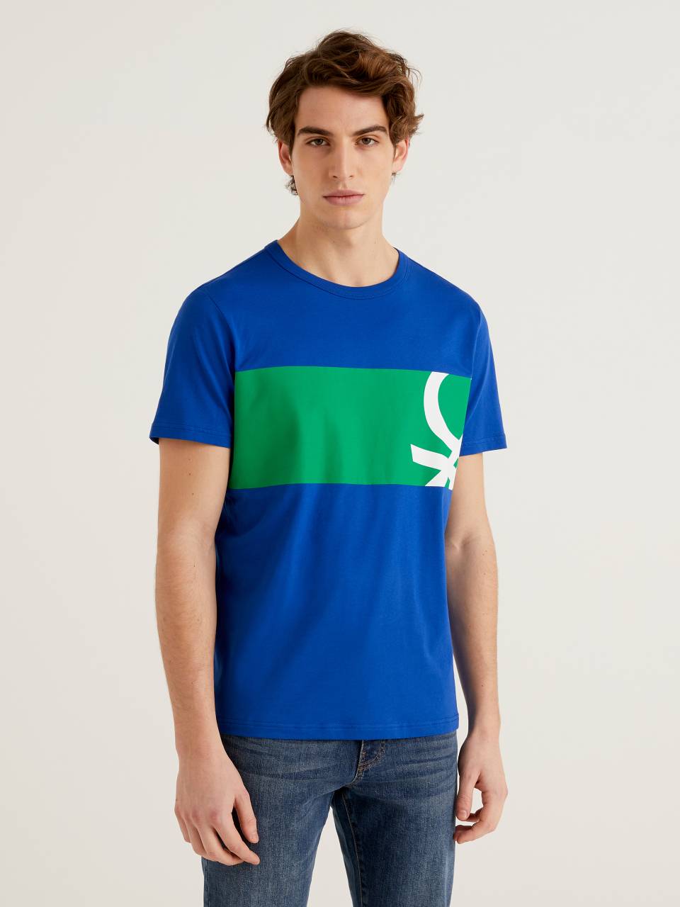 Benetton Blue t-shirt with logo print. 1
