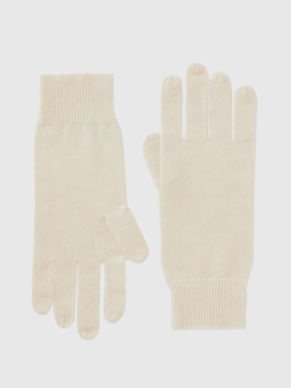 Benetton, Pure Cashmere Gloves, Creamy White, Women