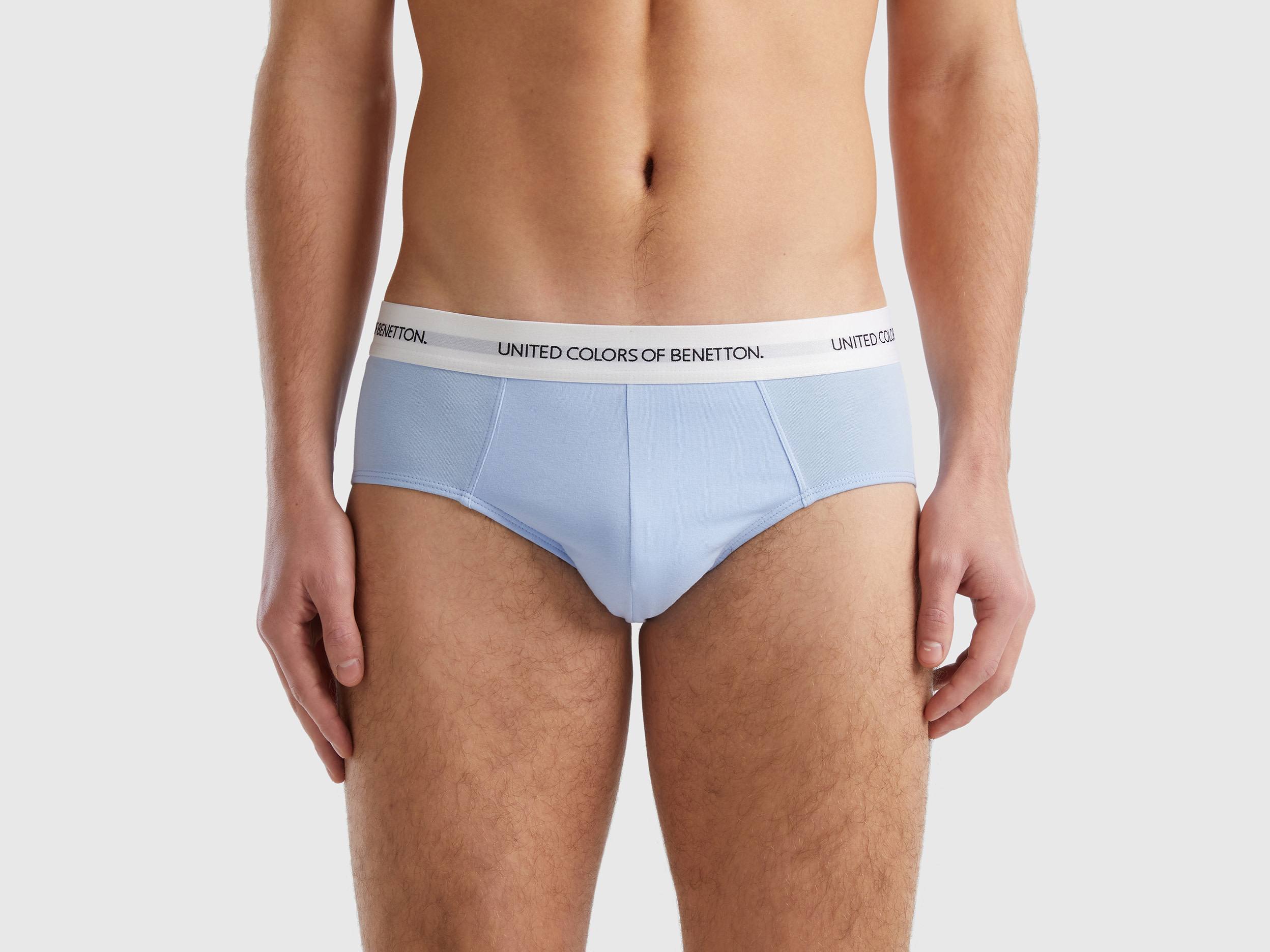 Benetton, Underwear In Stretch Organic Cotton, size S, Sky Blue, Men