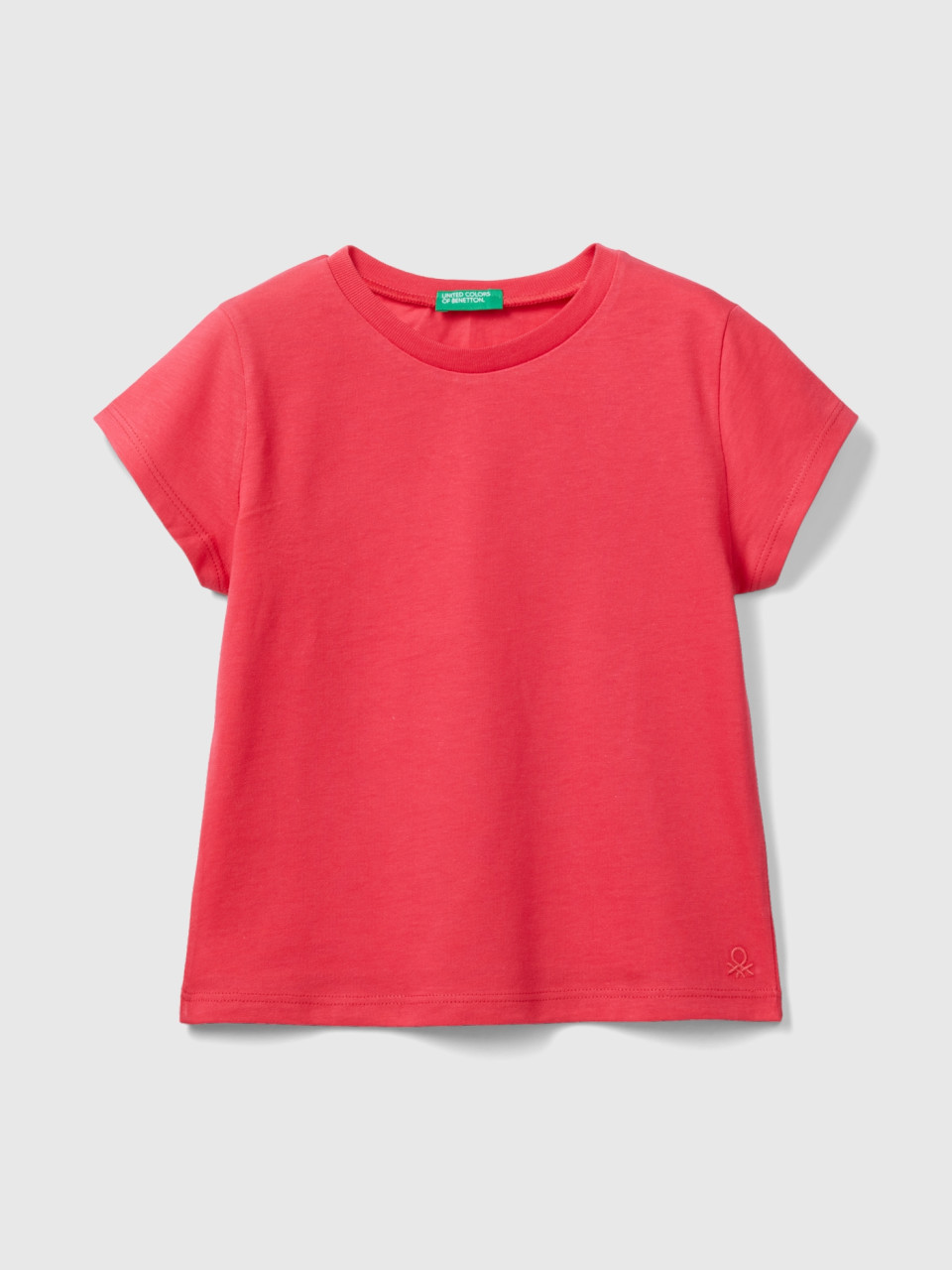 Benetton, T-shirt 100 % Coton Bio, Fuchsia, Enfants