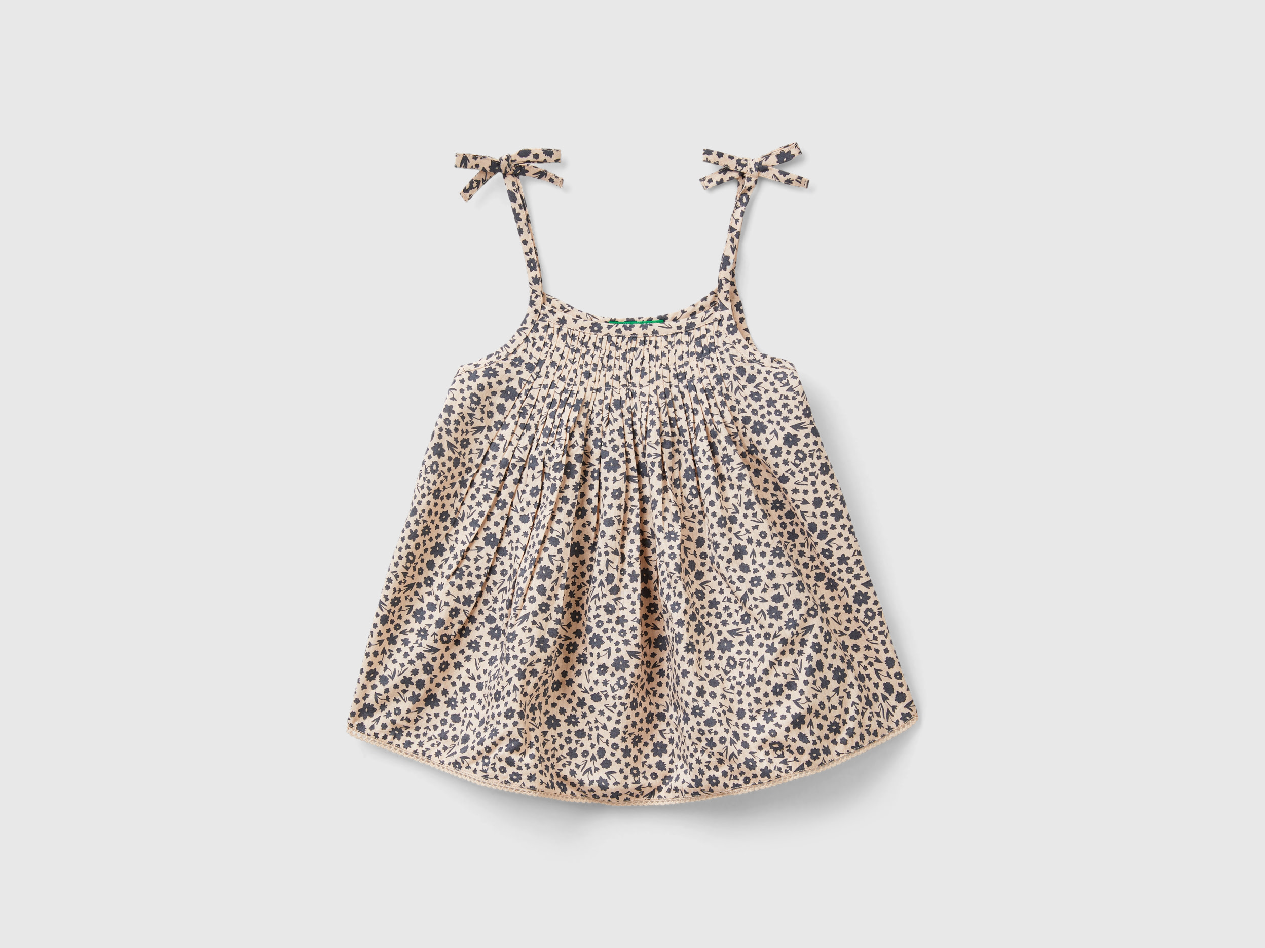 Benetton, Top Fluido Con Stampa Fiori, Rosa Tenue, Bambini