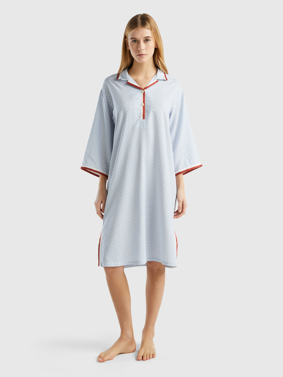 Benetton, Monogramm-nachthemd, Blassblau, female