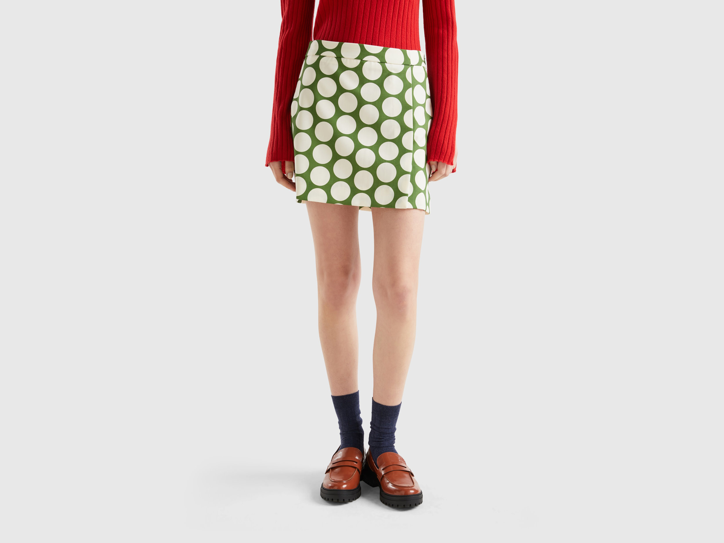 Benetton, Polka Dot Mini Skirt, size 6, Green, Women