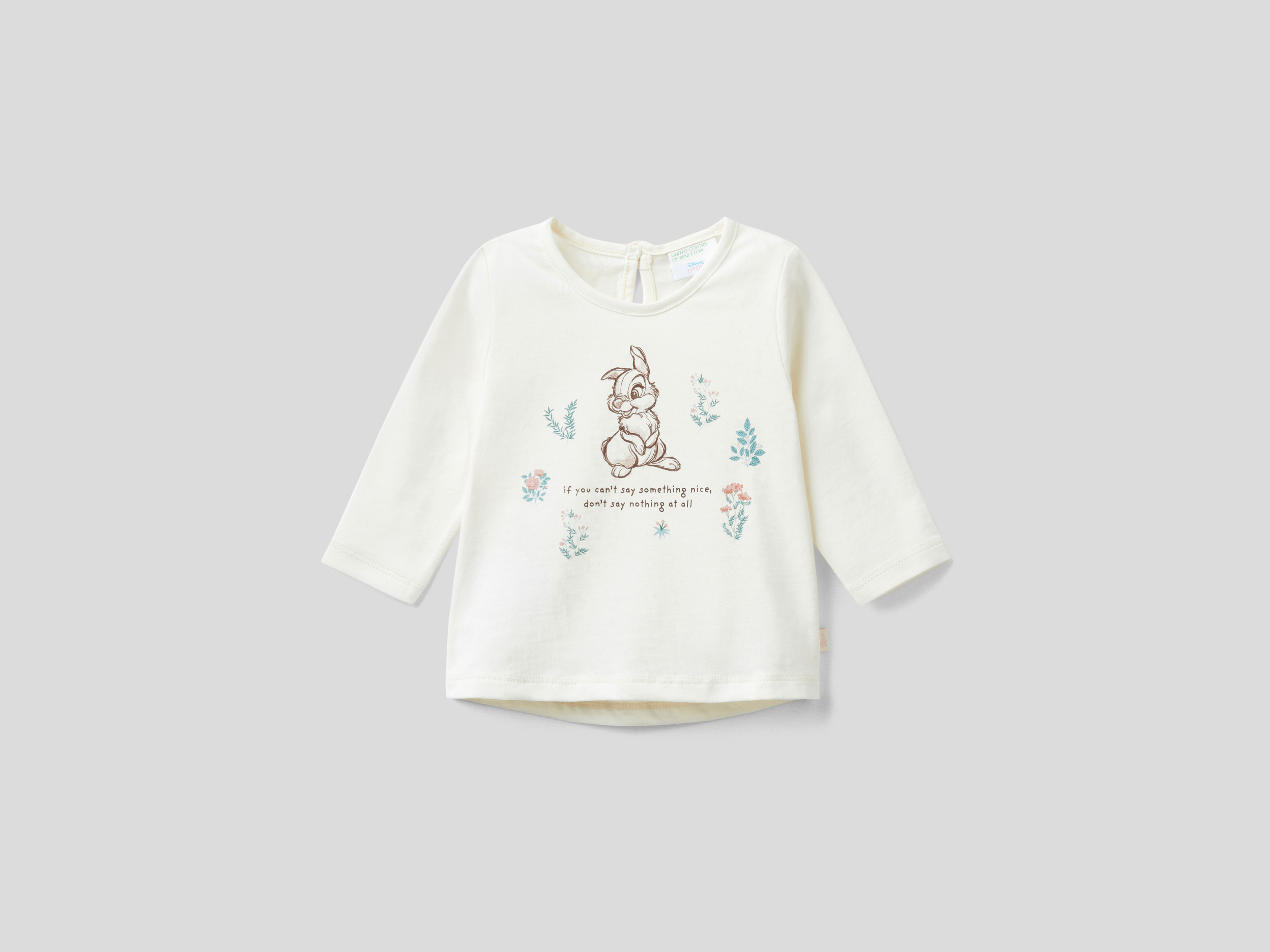 Benetton, T-shirt Chaud À Imprimé Bambi, taille , Crème, Enfants