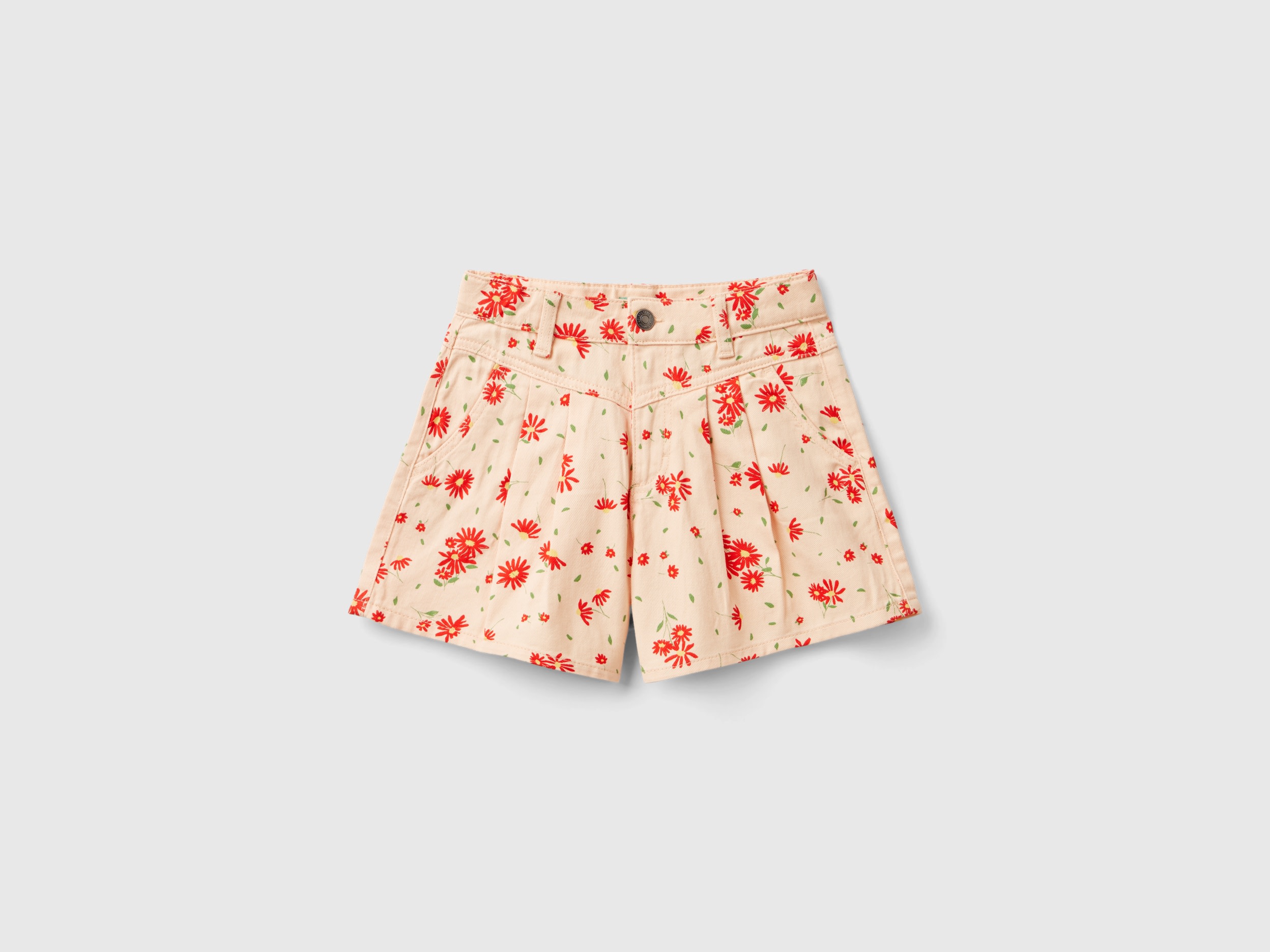 Benetton, Shorts A Fiori, Pesca, Bambini