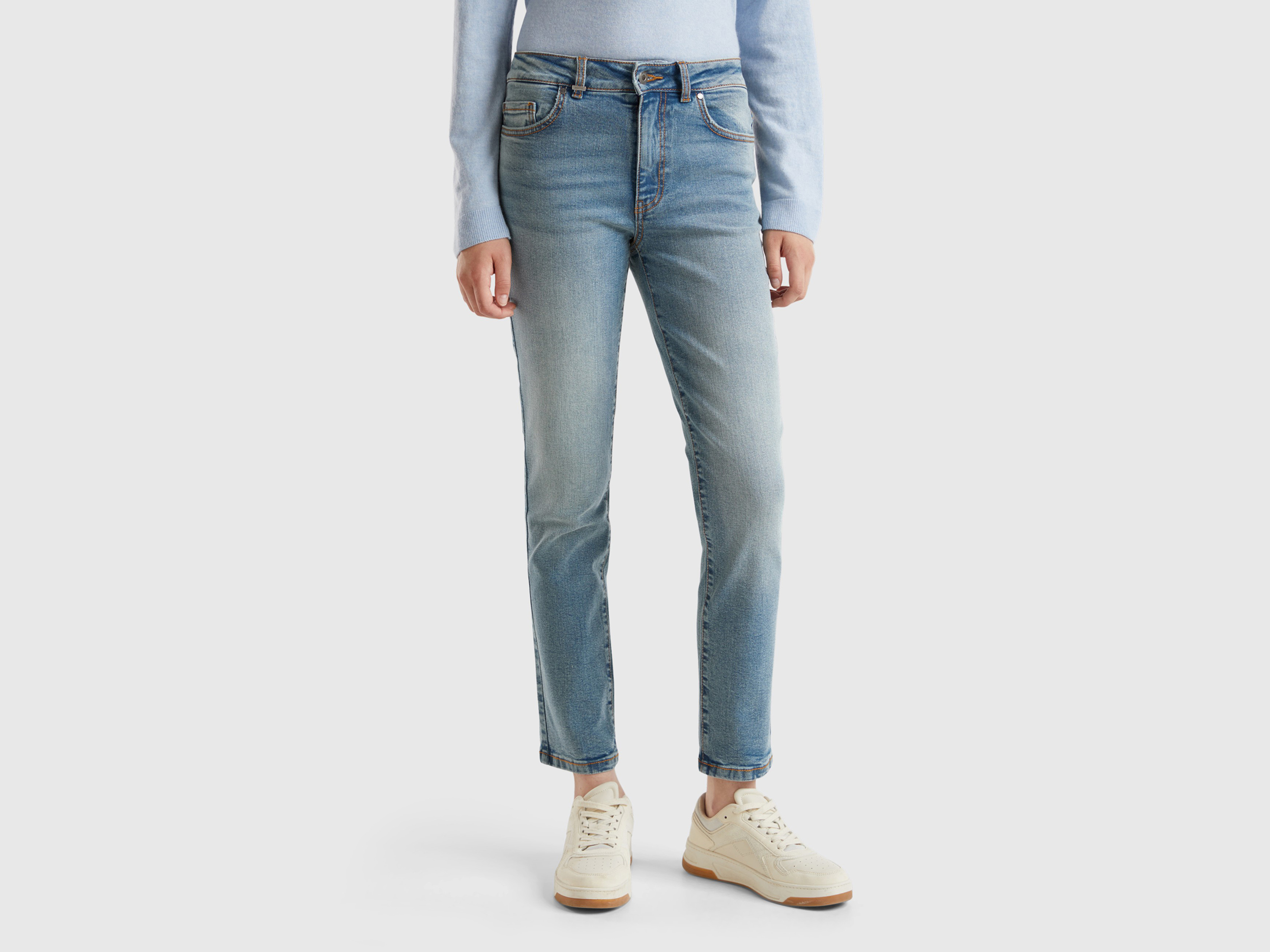 United Colors of Benetton Benetton, Τζιν Slim Fit Ψηλόμεσο, size 32, Μπλε, Γυναικεία