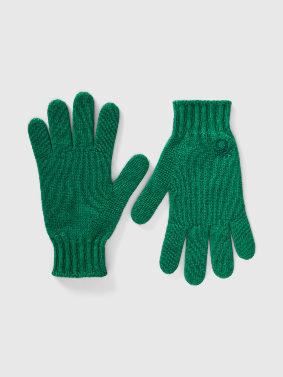 Benetton, Handschuhe Aus Einer Stretchigen Wollmischung, Grün, male